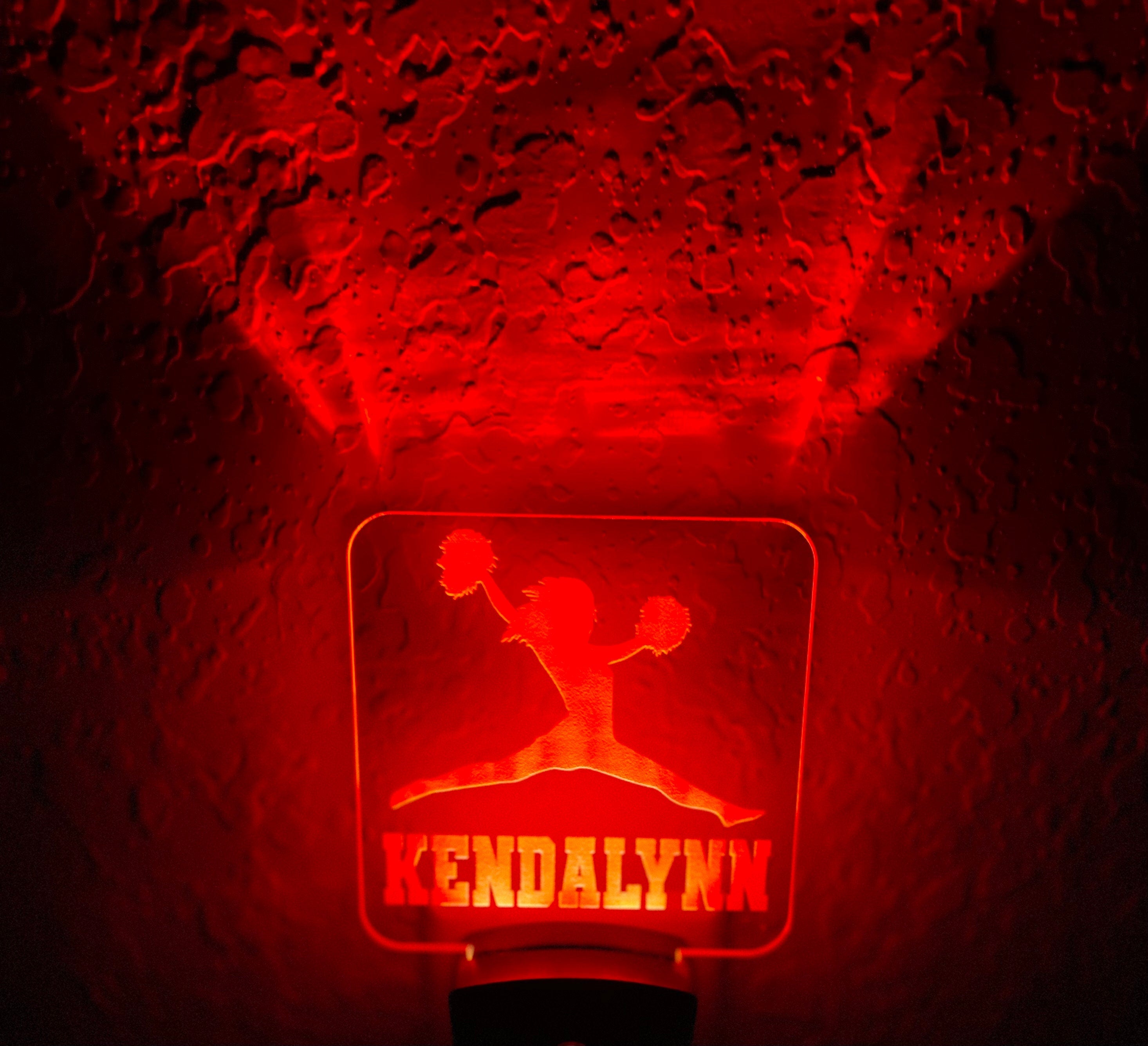 Personalized LED Cheerleader Night Light | 7 Color Changing | Plug in Night Light | Name Light | Children's Night Light | Kids Room Light