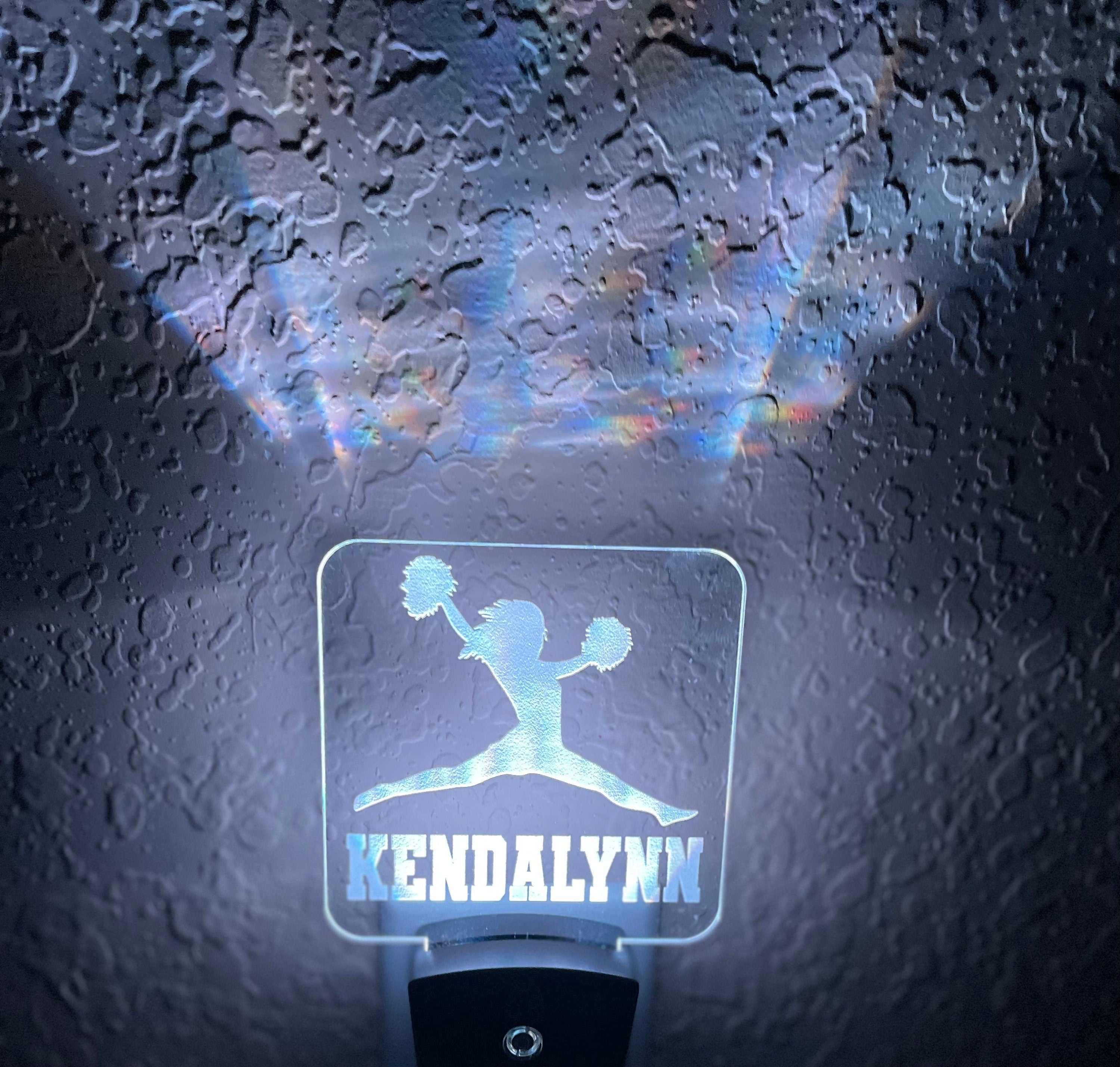 Personalized LED Cheerleader Night Light | 7 Color Changing | Plug in Night Light | Name Light | Children's Night Light | Kids Room Light