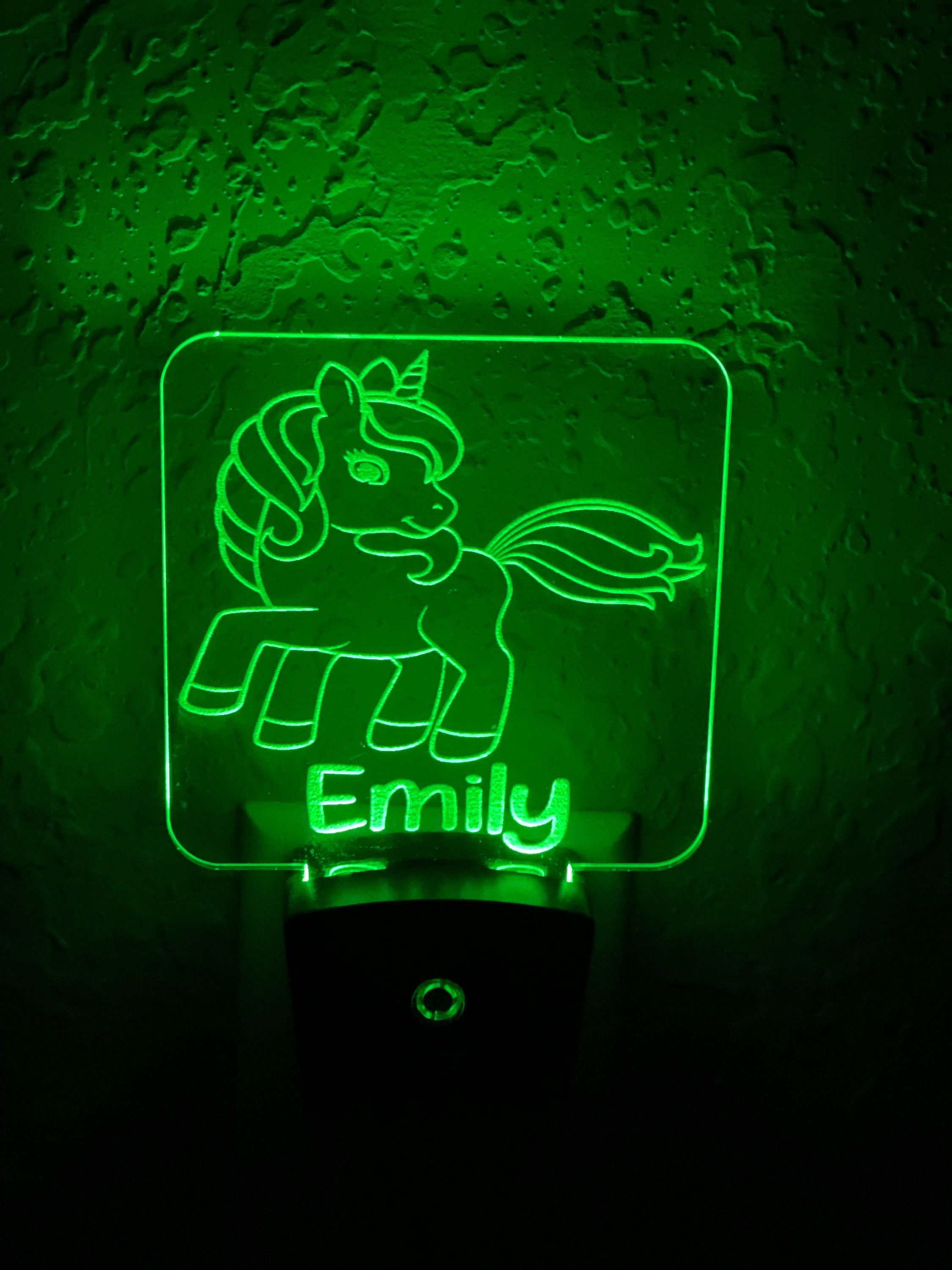 Personalized LED Unicorn Night Light | 7 Color Changing | Plug in Night Light | Name Light | Children's Night Light | Kids Room Light