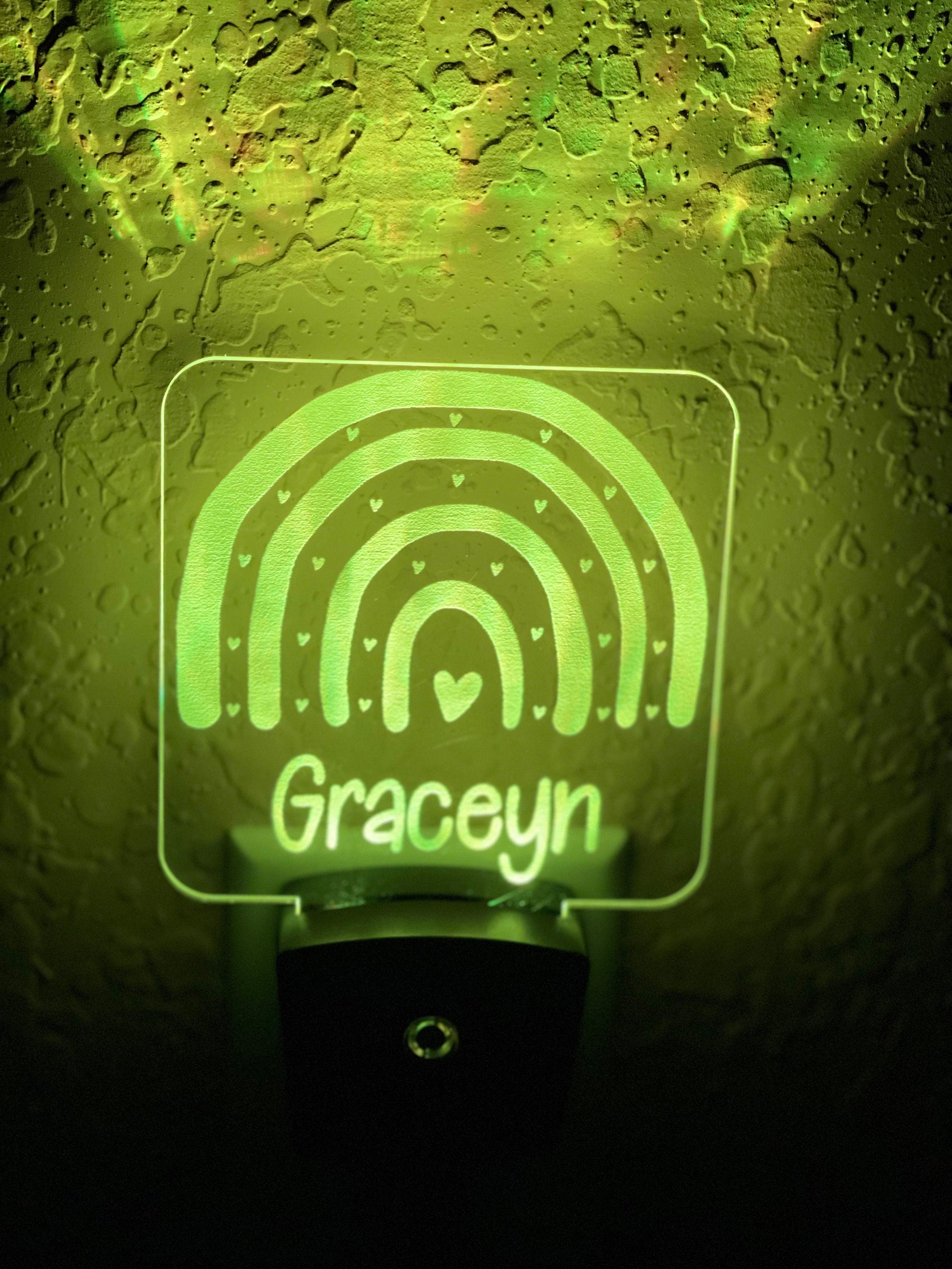 Personalized LED Rainbow Night Light | 7 Color Changing | Plug in Night Light | Name Light | Children's Night Light | Kids Room Light