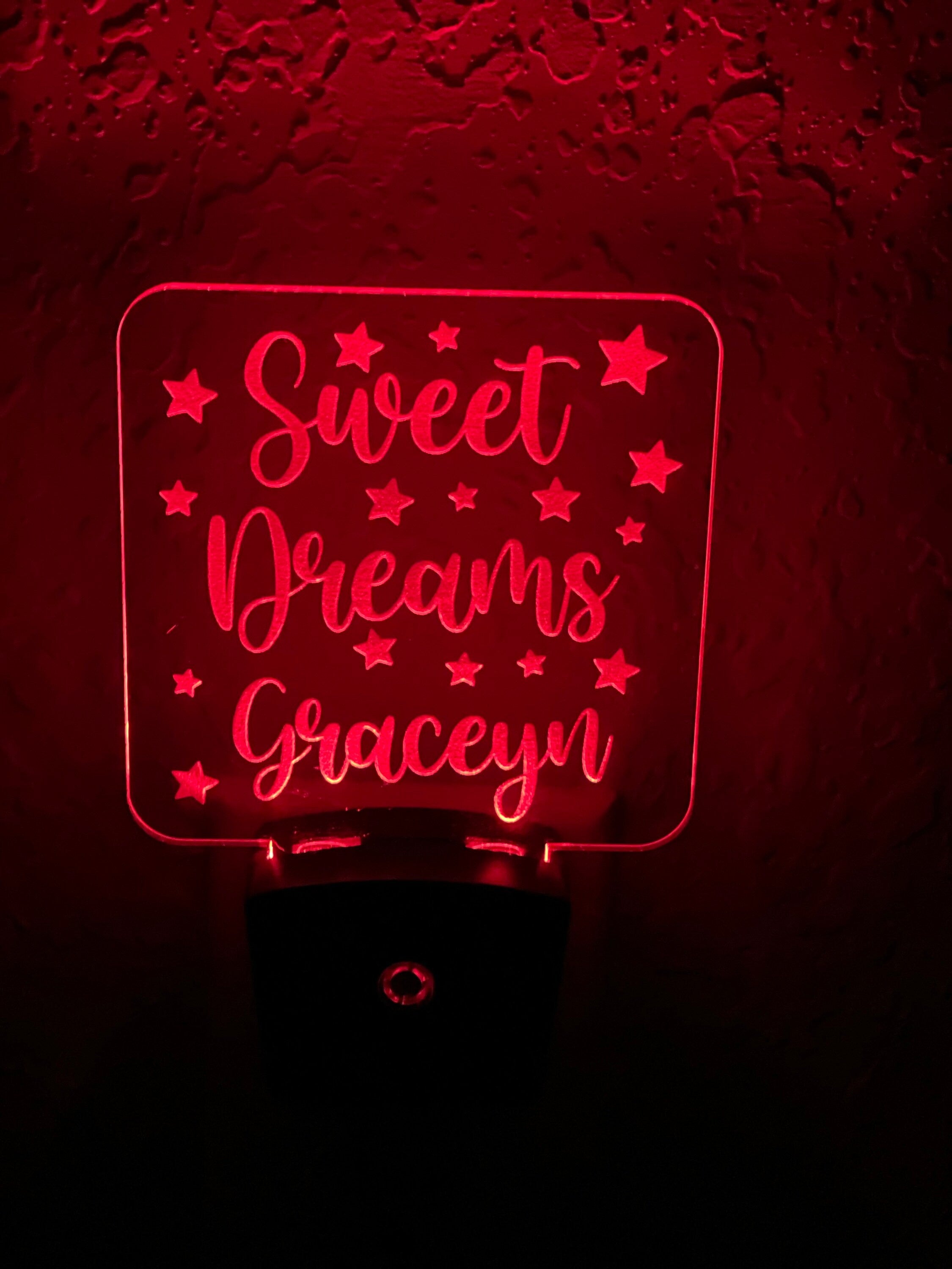 Personalized LED Sweet Dreams Night Light | 7 Color Changing | Plug in Night Light | Name Light | Children's Night Light | Kids Room Light