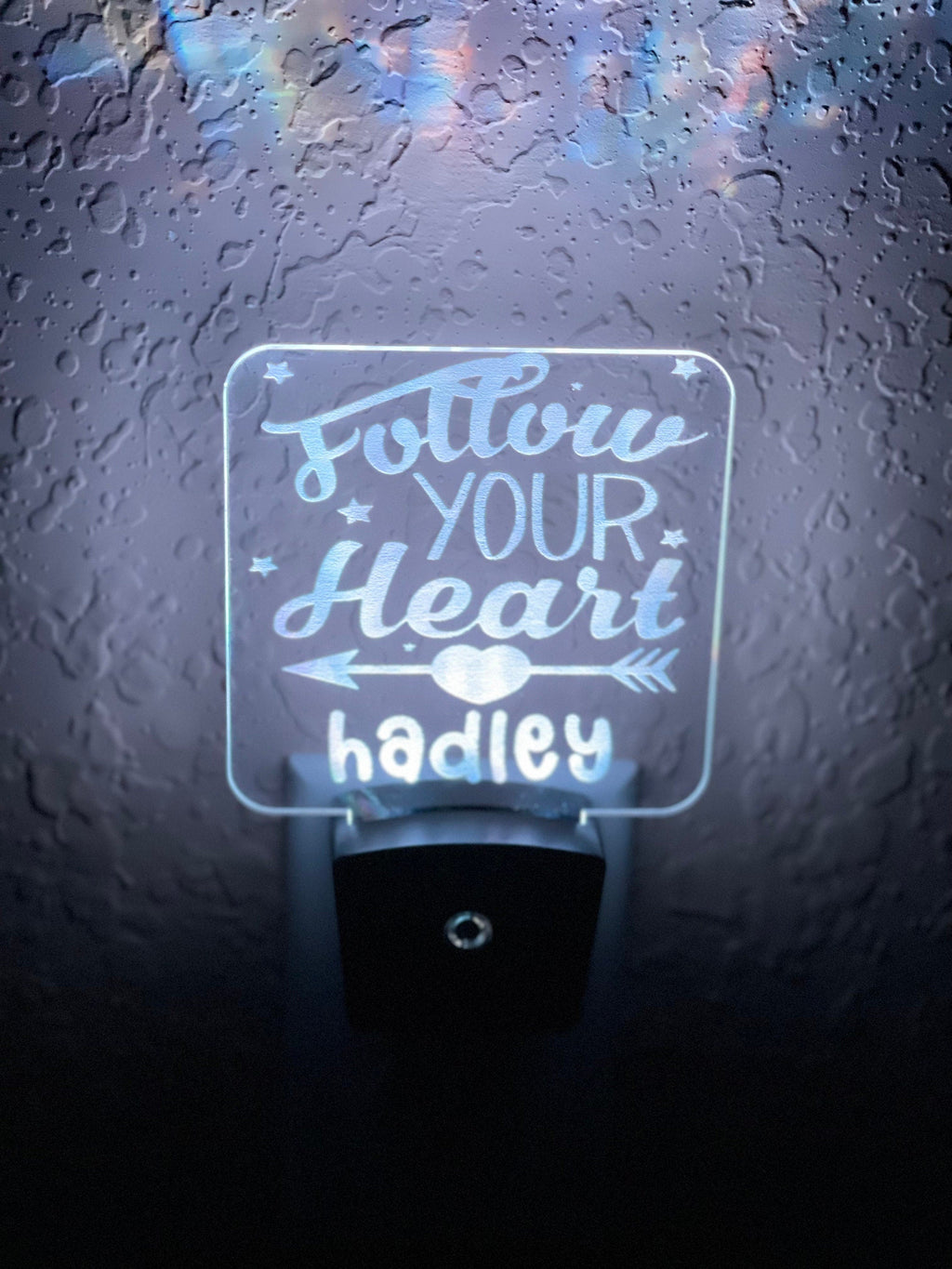 Personalized LED Follow Your Heart Night Light | 7 Color Changing | Plug in Night Light | Name Light | Children's Night Light | Kids Light