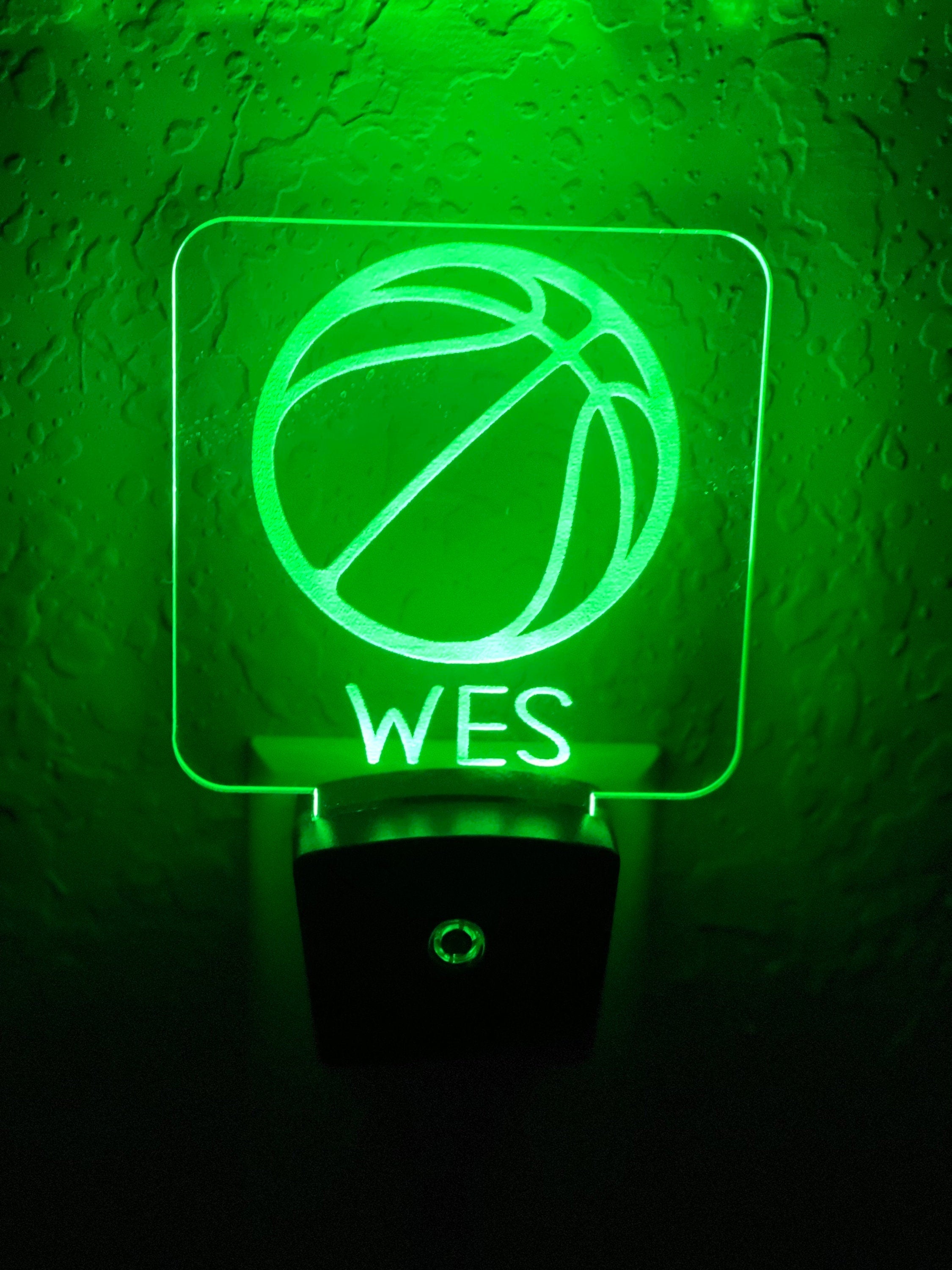 Personalized LED Basketball Night Light | 7 Color Changing | Plug in Night Light | Name Light | Children's Night Light | Kids Room Light