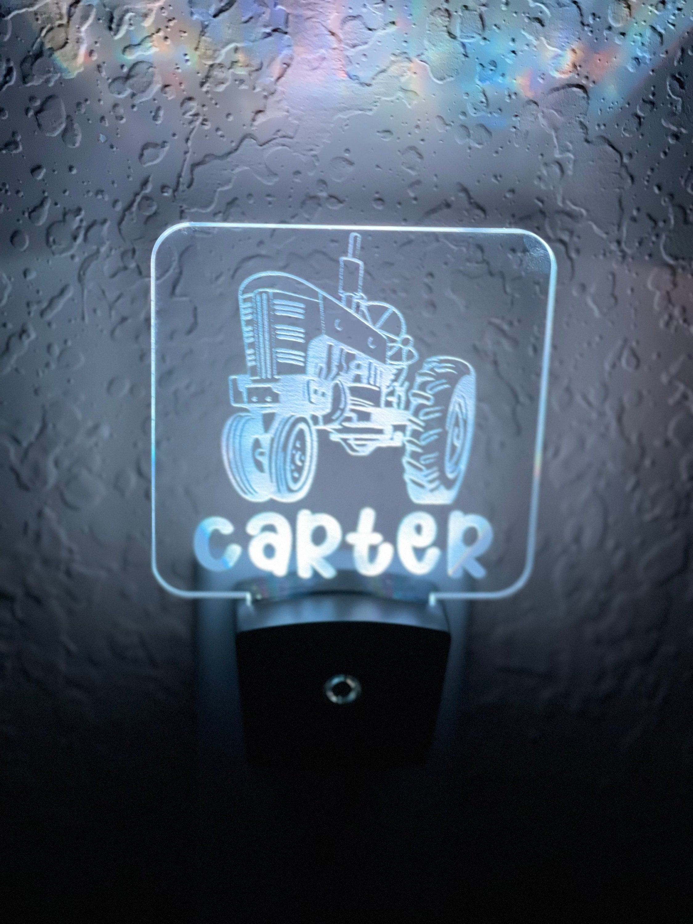 Personalized LED Tractor Night Light | 7 Color Changing | Plug in Night Light | Name Light | Children's Night Light | Kids Room Light