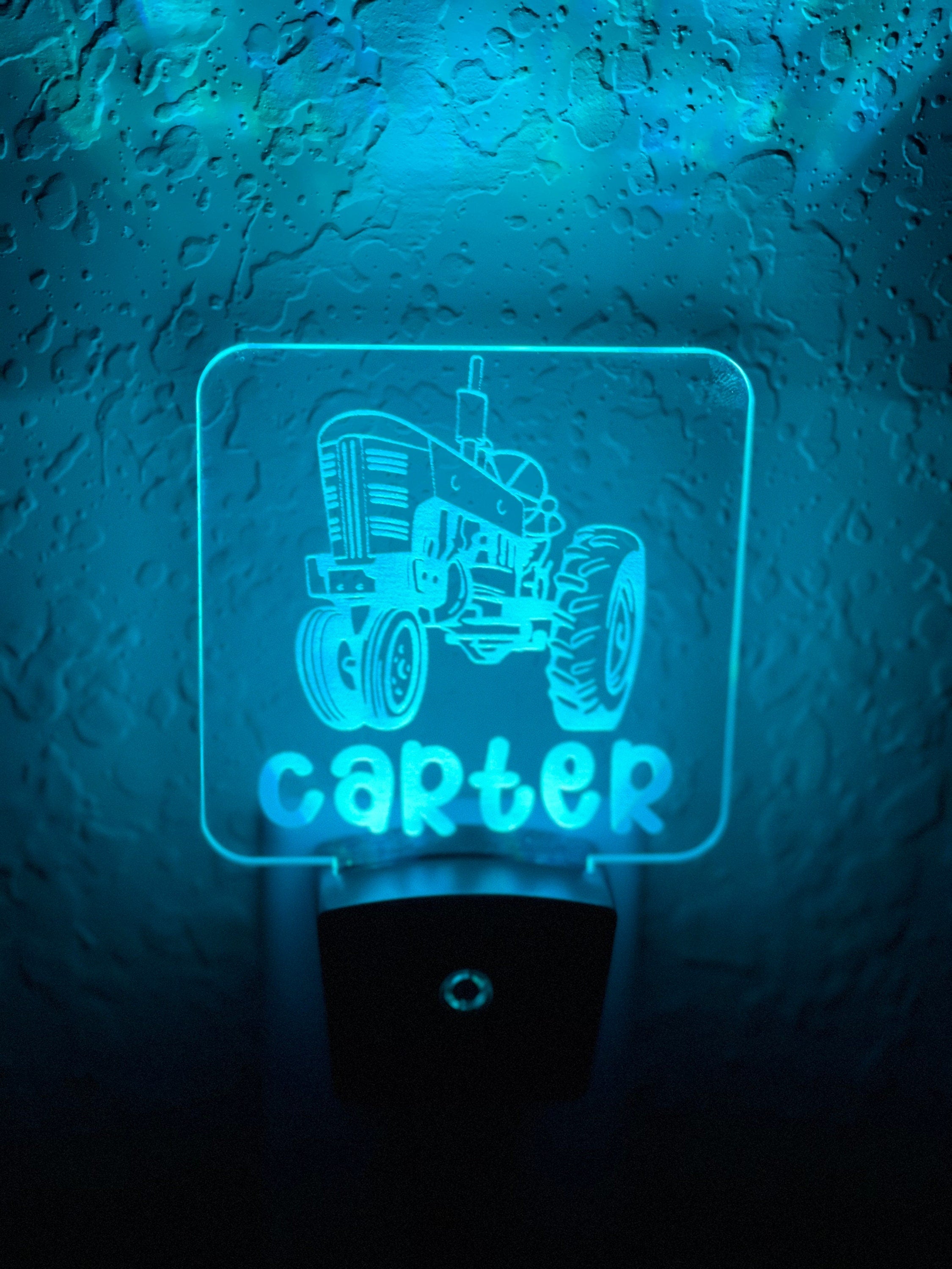 Personalized LED Tractor Night Light | 7 Color Changing | Plug in Night Light | Name Light | Children's Night Light | Kids Room Light