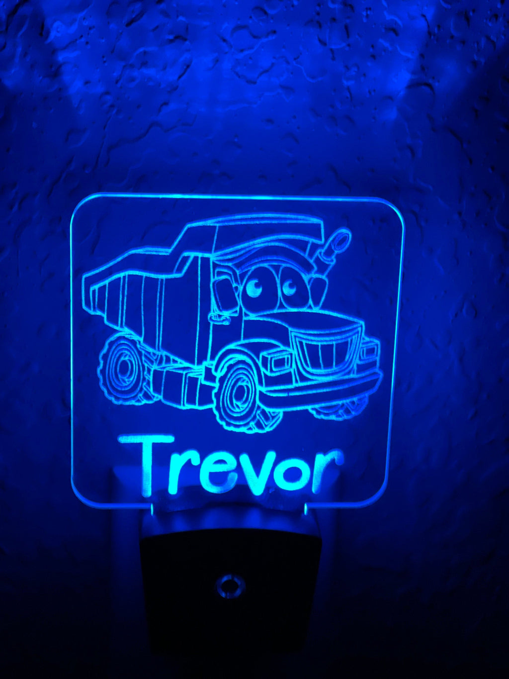 Personalized LED Dump Truck Night Light | 7 Color Changing | Plug in Night Light | Name Light | Children's Night Light | Kids Room Light