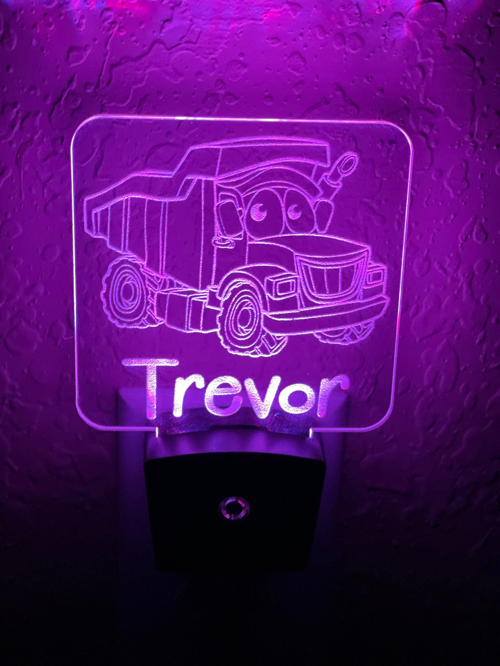 Personalized LED Dump Truck Night Light | 7 Color Changing | Plug in Night Light | Name Light | Children's Night Light | Kids Room Light