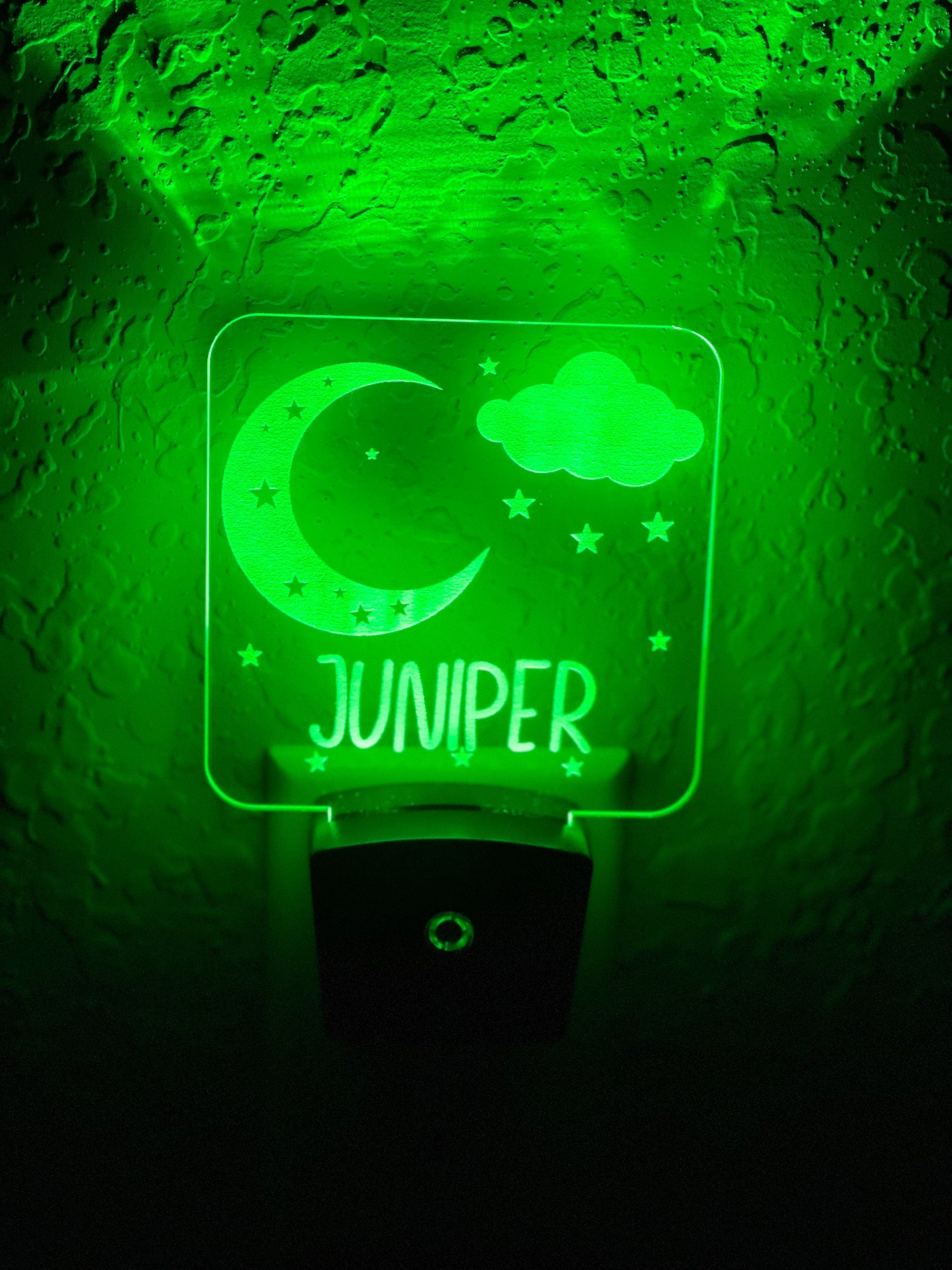 Personalized LED Moon & Stars Night Light | 7 Color Changing | Plug in Night Light | Name Light | Children's Night Light | Kids Room Light