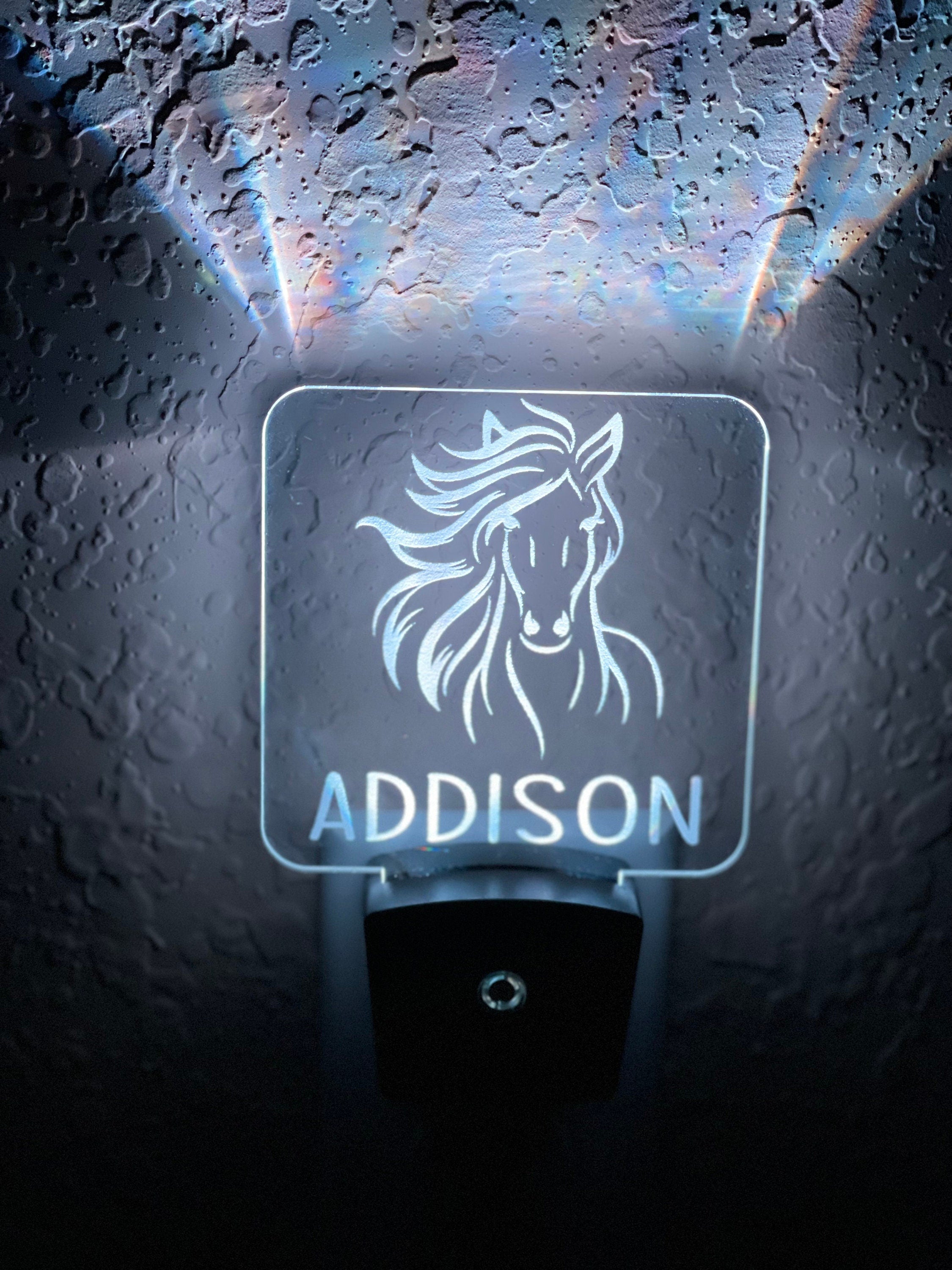 Personalized LED Horse Night Light | 7 Color Changing | Plug in Night Light | Name Light | Children's Night Light | Kids Room Light