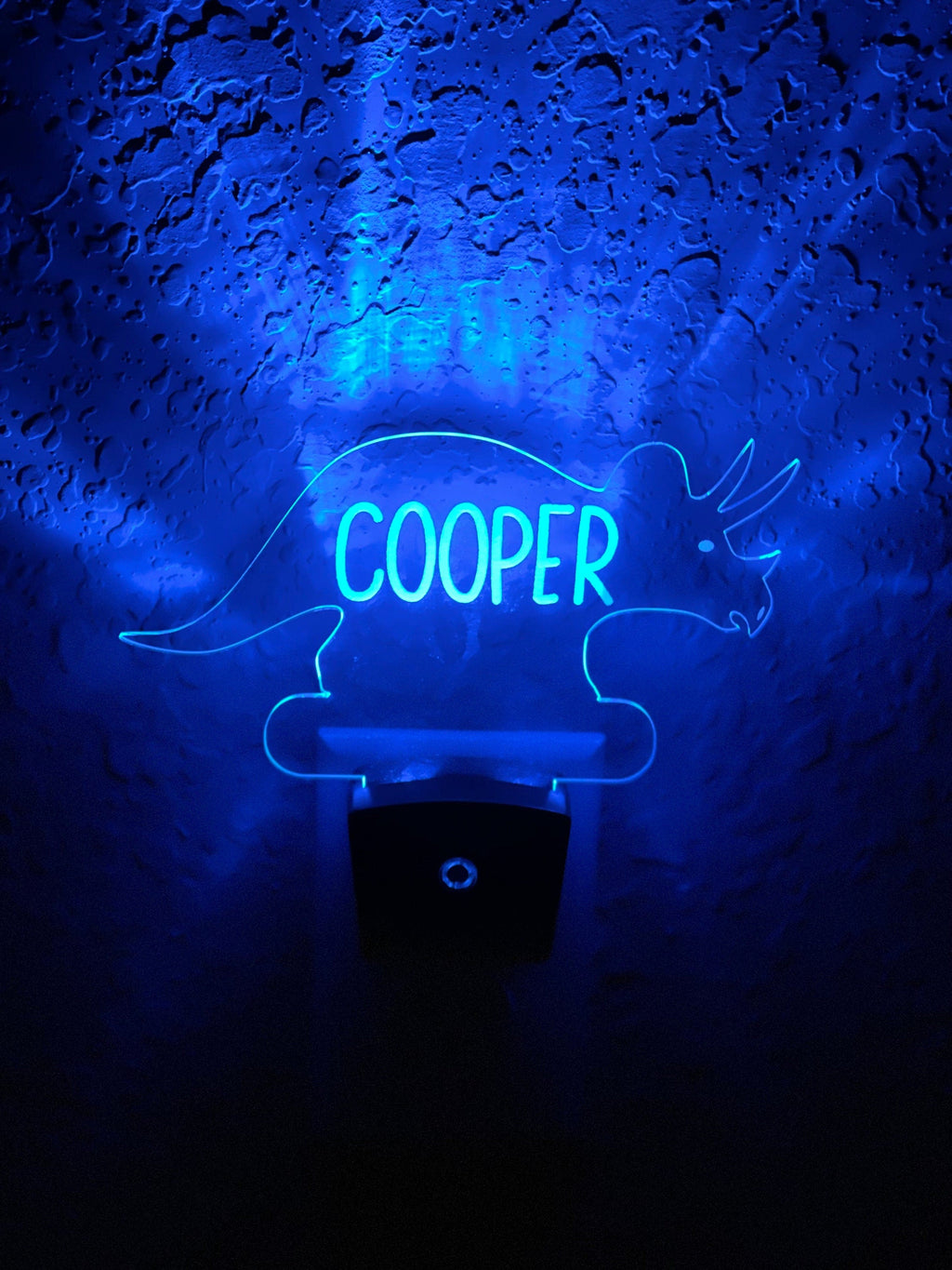 Personalized LED Styracosaurus  Dinosaur Night Light | 7 Color Changing | Plug in Night Light | Name Light | Children's Night Light