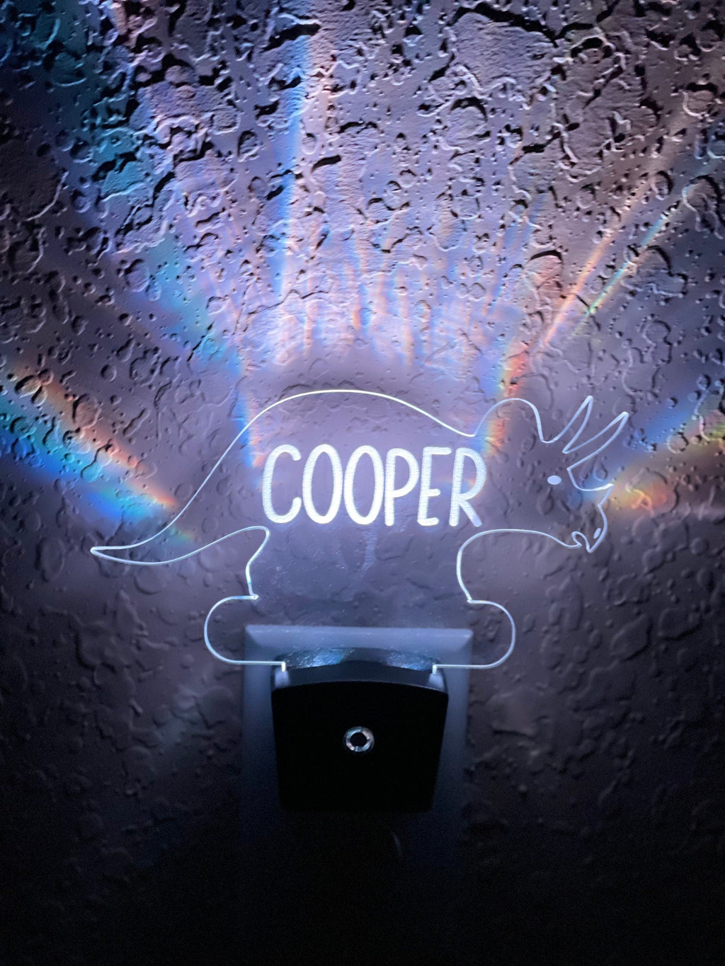 Personalized LED Styracosaurus  Dinosaur Night Light | 7 Color Changing | Plug in Night Light | Name Light | Children's Night Light