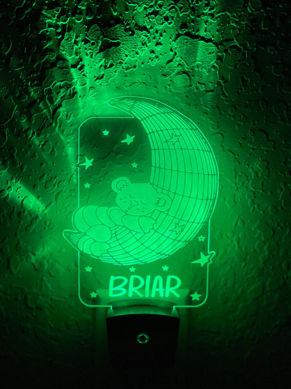 Personalized LED Teddy Bear Moon Night Light | 7 Color Changing | Plug in Night Light | Name Light | Children's Night Light | Kids Light