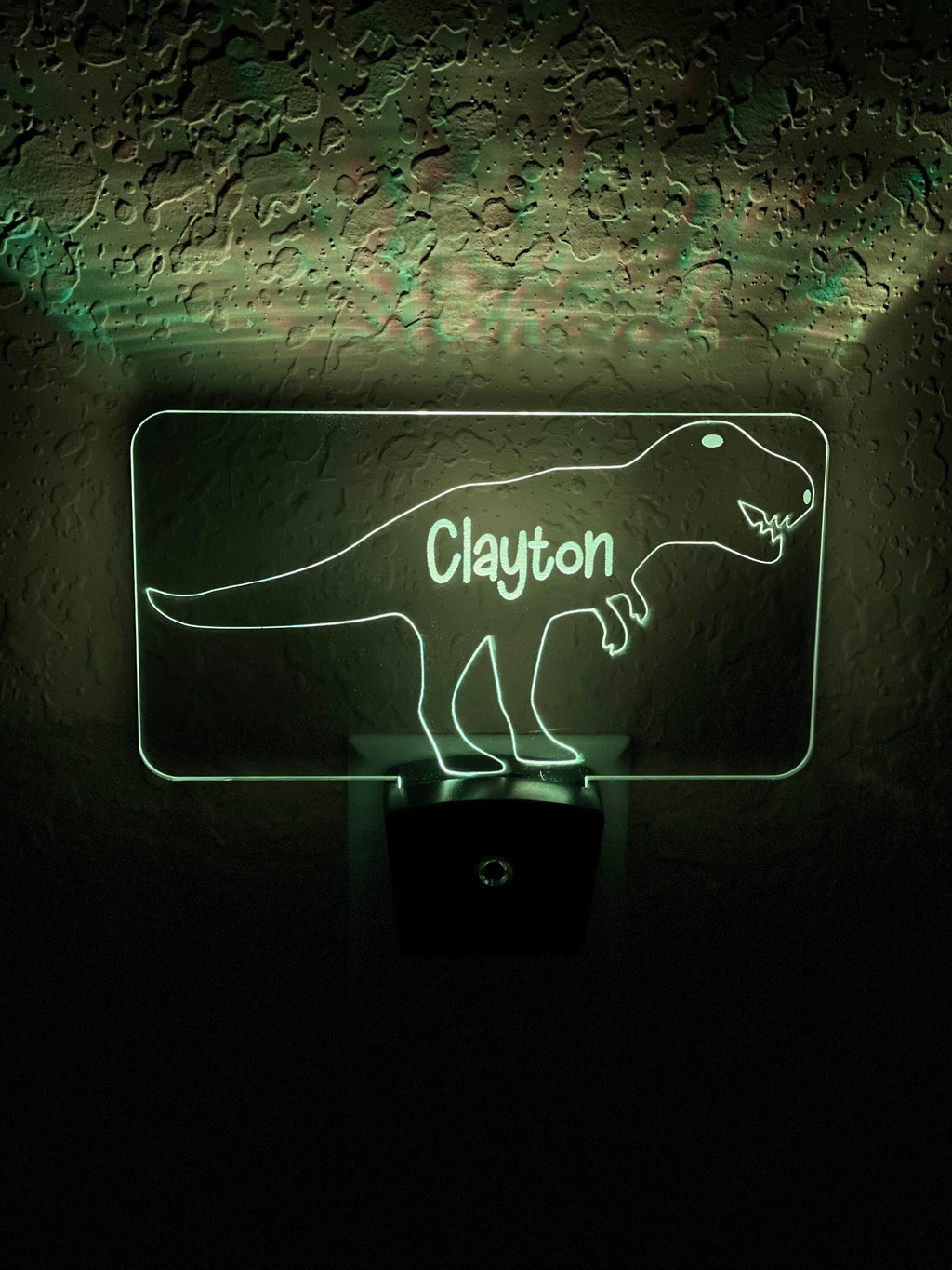 Personalized LED T-Rex Dinosaur Night Light | 7 Color Changing | Plug in Night Light | Name Light | Children's Night Light | Kids Room Light