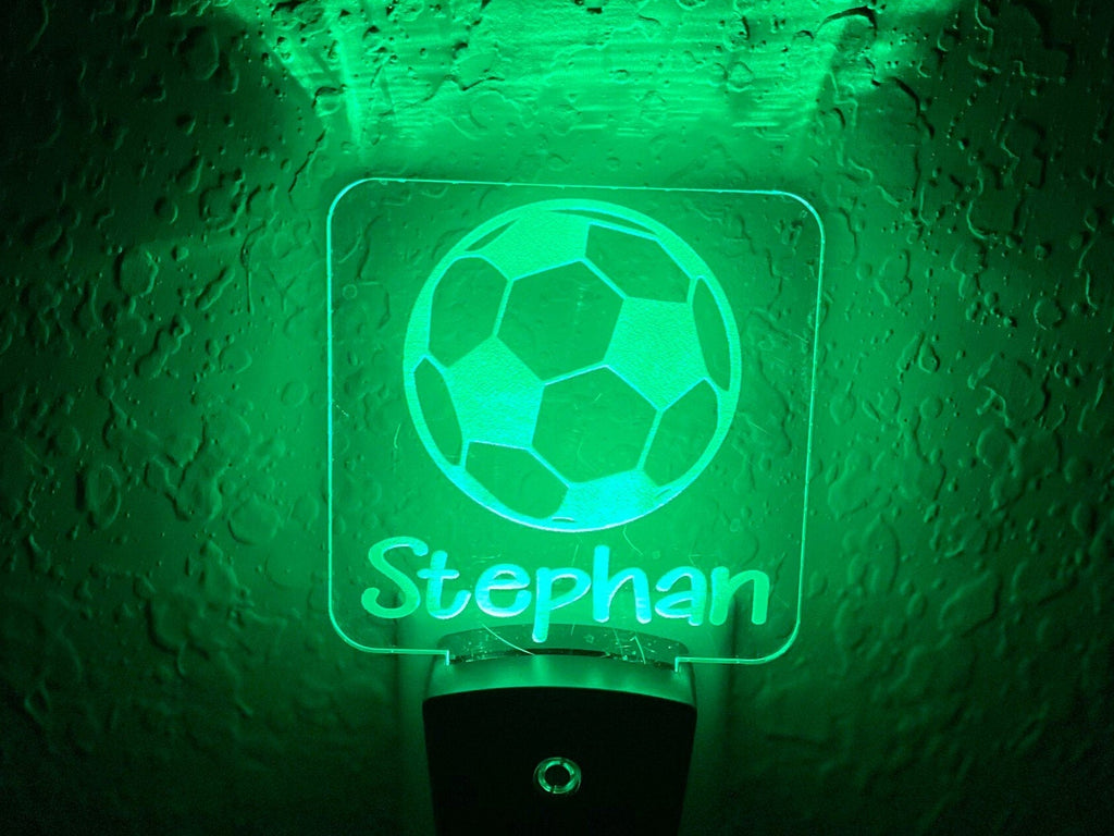 Personalized LED Soccer Ball 3D Night Light | 7 Color Changing | Plug in Night Light | Name Light | Children's Night Light | Room Light