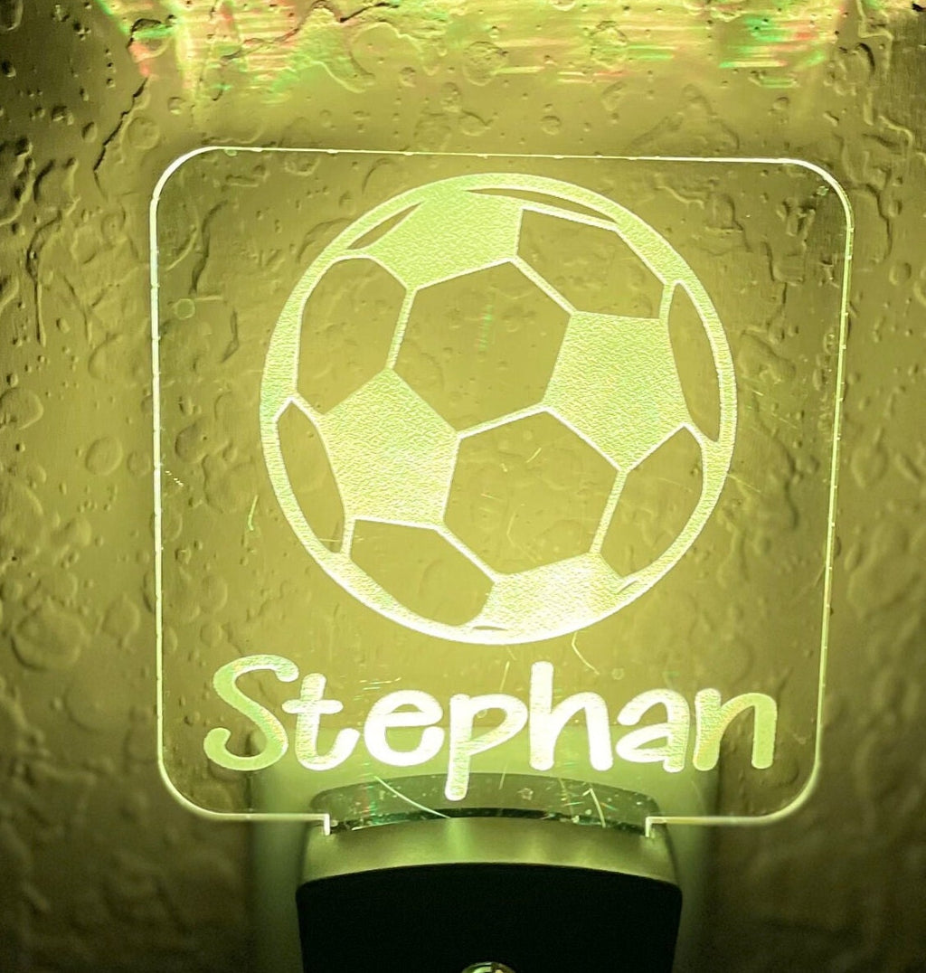 Personalized LED Soccer Ball 3D Night Light | 7 Color Changing | Plug in Night Light | Name Light | Children's Night Light | Room Light
