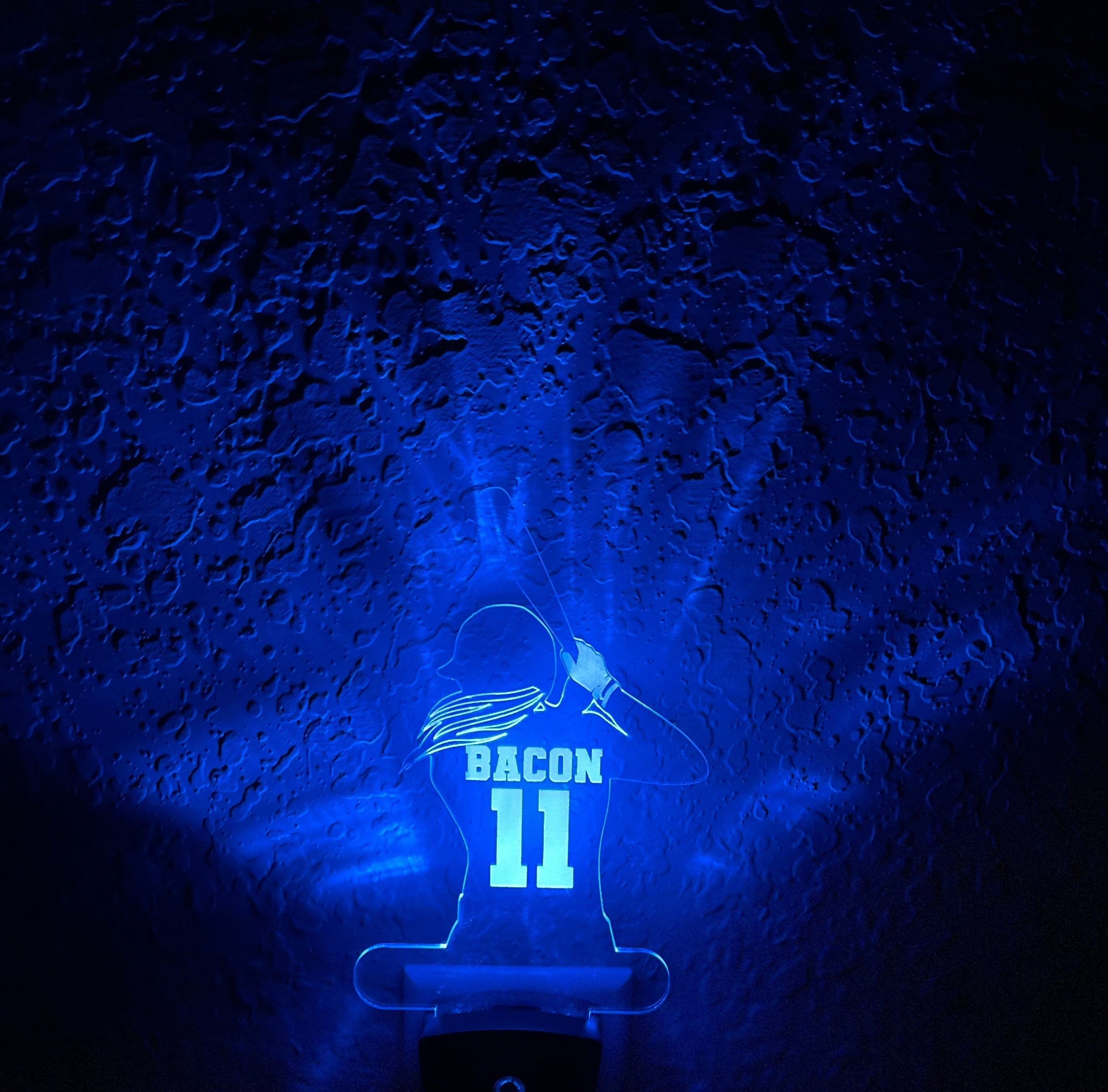 Personalized LED Softball Batter Night Light | 7 Color Changing | Plug in Night Light | Name Light | Children's Night Light | Kids Light