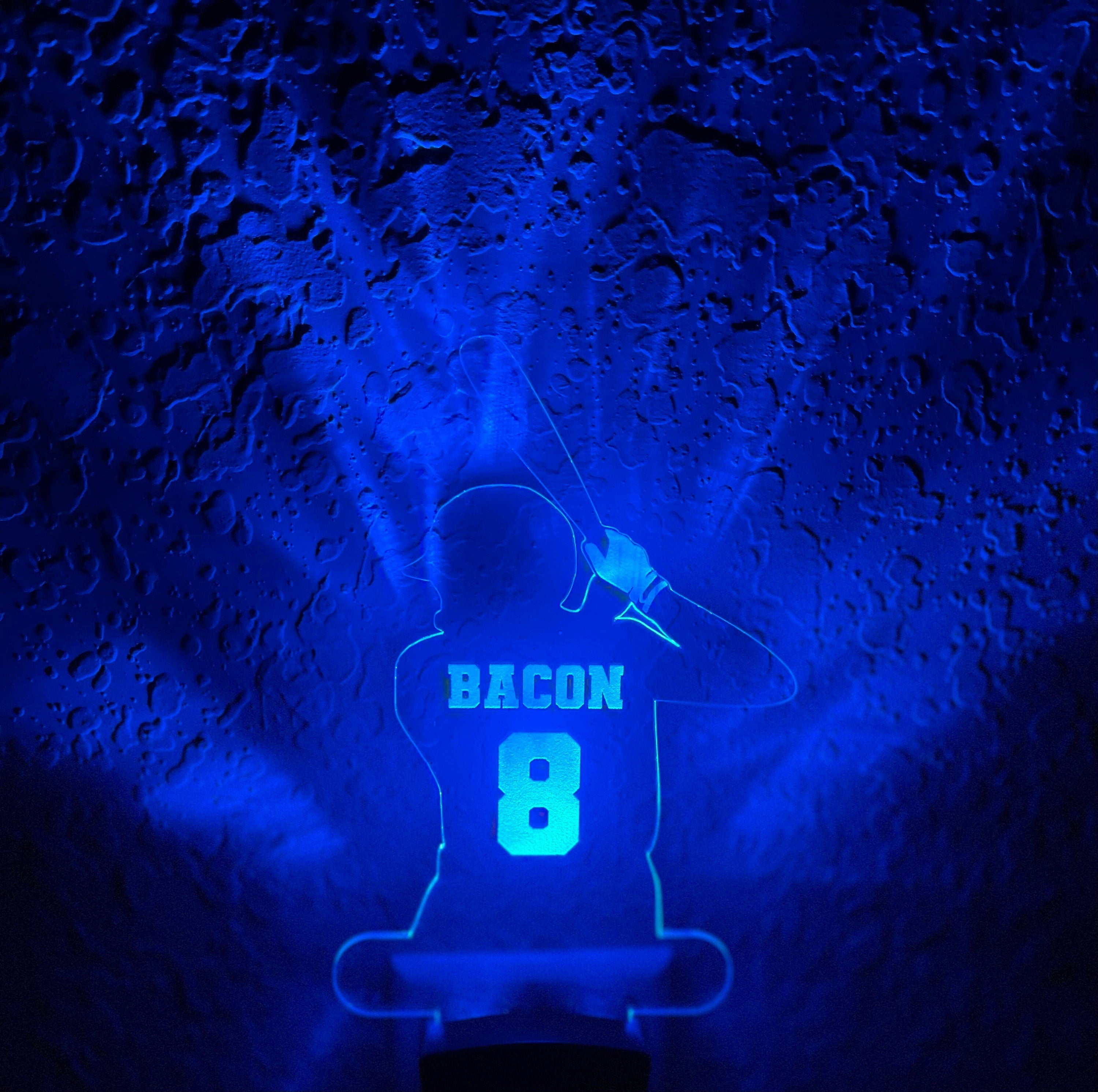 Personalized LED Baseball Batter Night Light | 7 Color Changing | Plug in Night Light | Name Light | Children's Night Light | Kids Light