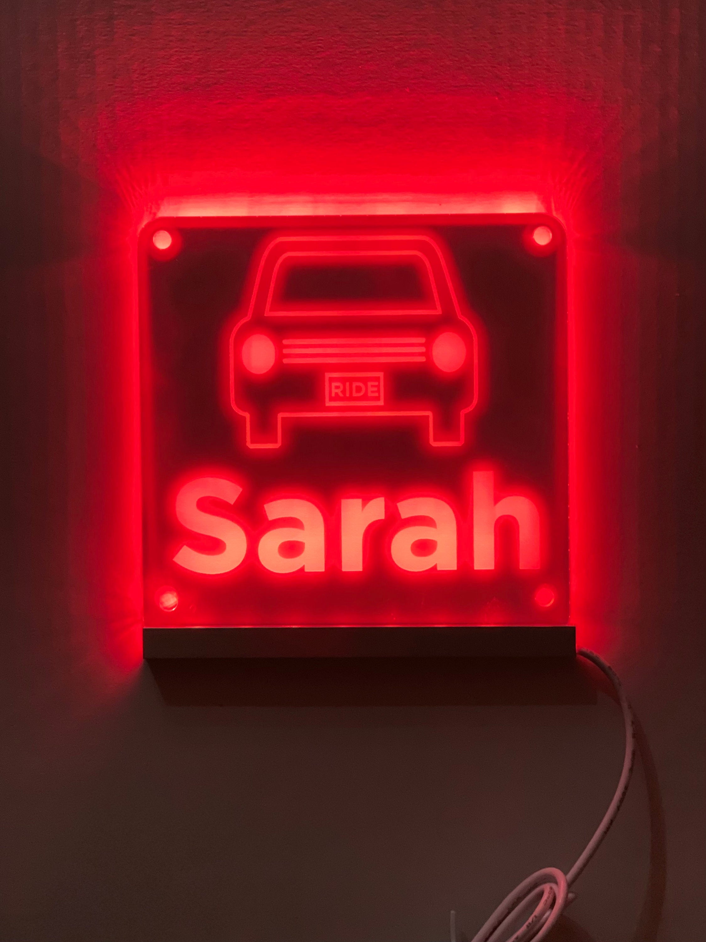 Rideshare Delivery Driver Custom Name LED Window Sign | Car Driver Window LED Light Up Sign | 7 Color Changing | USB Powered