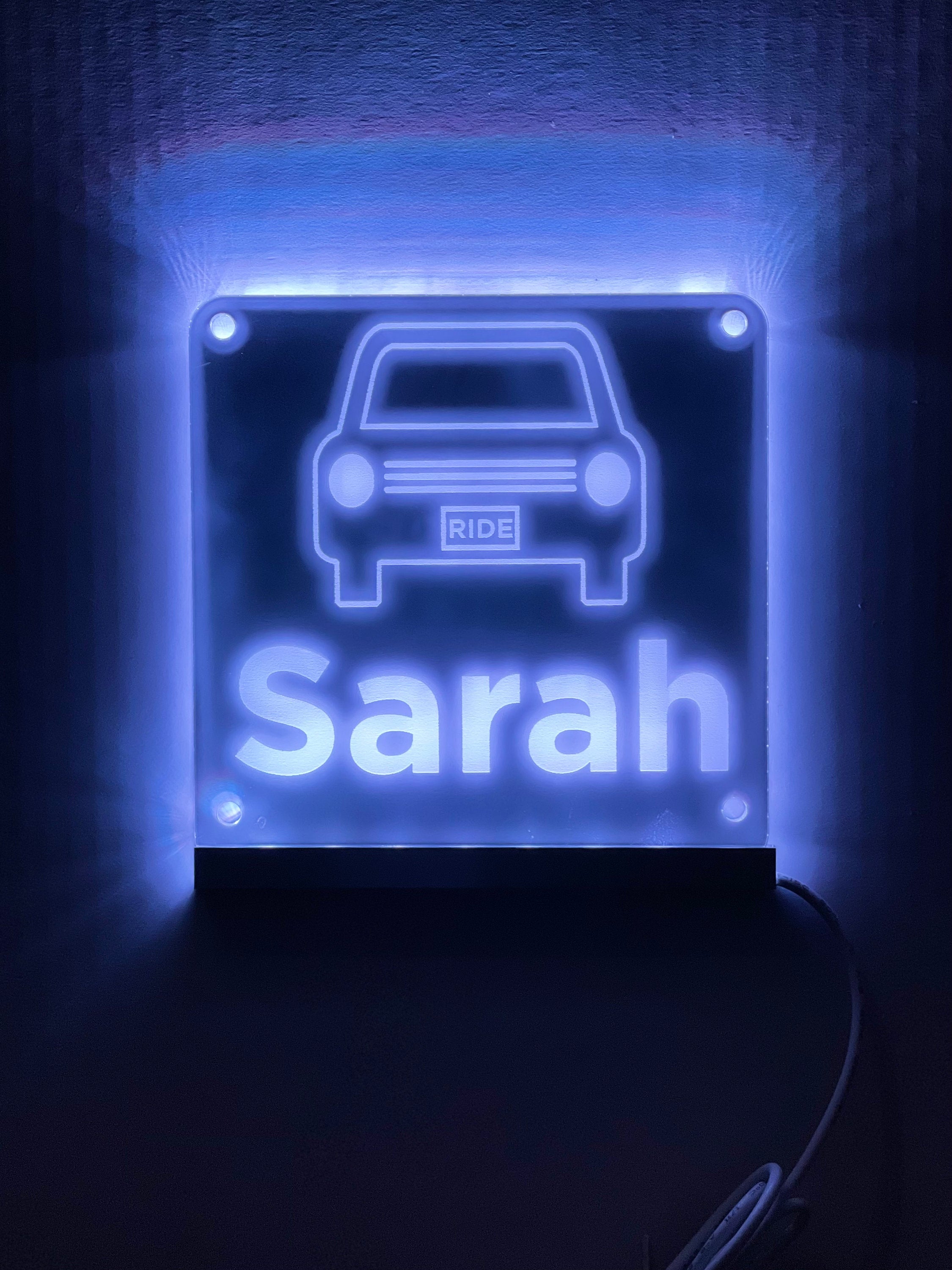 Rideshare Delivery Driver Custom Name LED Window Sign | Car Driver Window LED Light Up Sign | 7 Color Changing | USB Powered