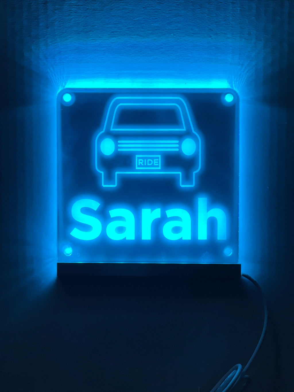 Rideshare Delivery Driver Custom Name LED Window Sign | Car Driver Window LED Light Up Sign | 7 Color Changing | USB Powered