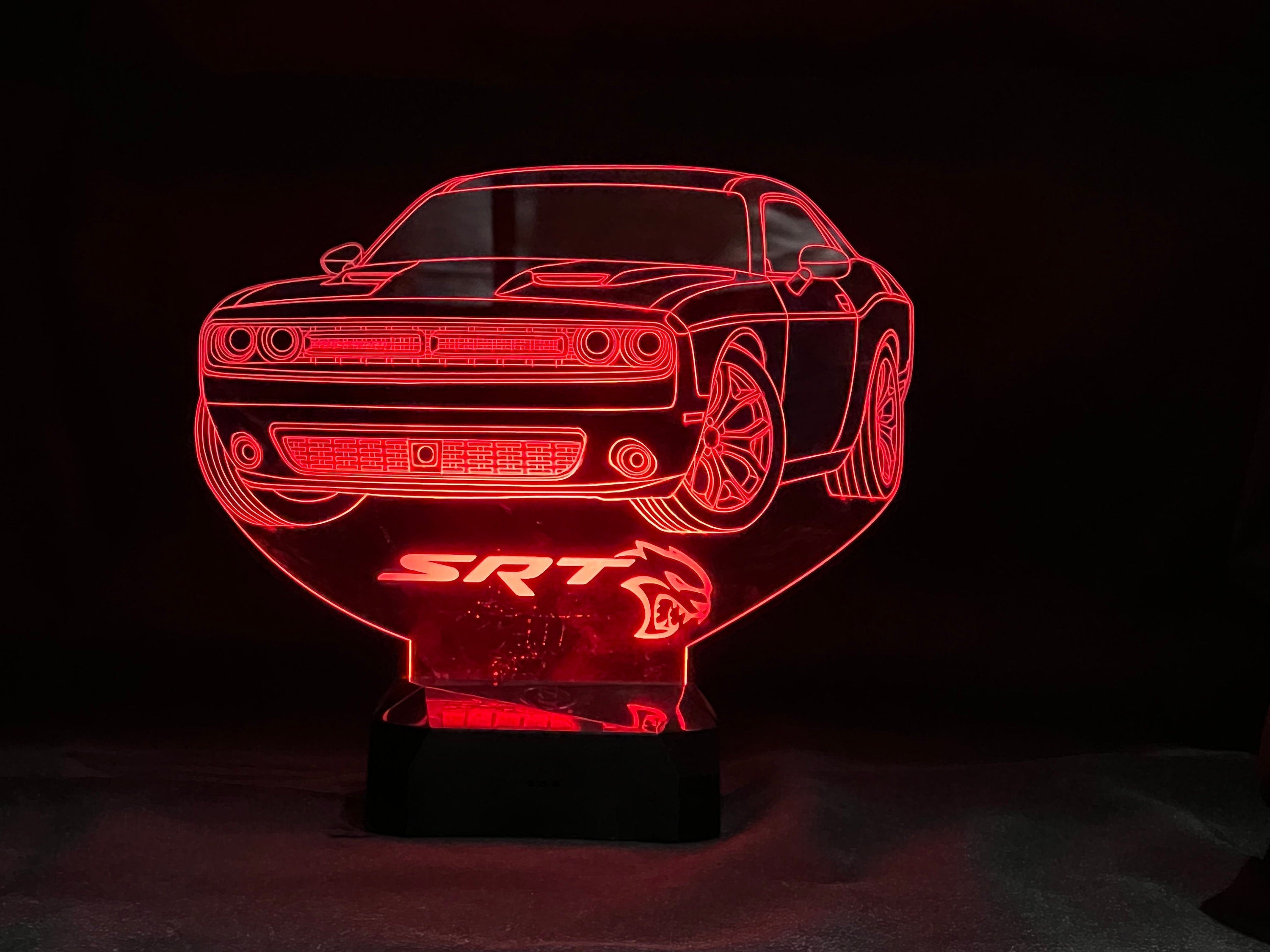 2021 Dodge Challenger SRT 3D LED Color Changing Desk Lamp, Night Light, Man Cave Light | Customizable | Rechargeable Corded or Cordless