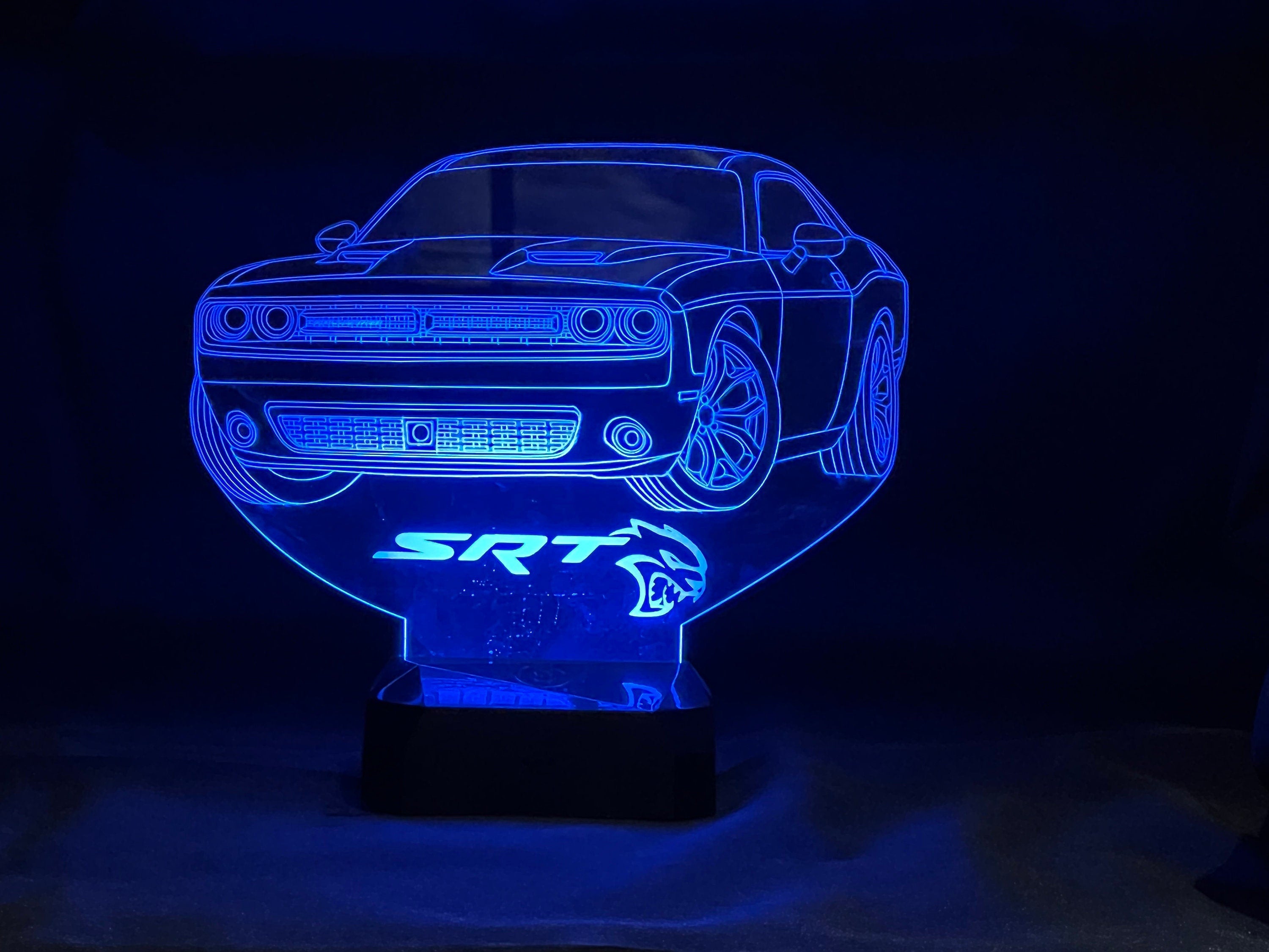 2021 Dodge Challenger SRT 3D LED Color Changing Desk Lamp, Night Light, Man Cave Light | Customizable | Rechargeable Corded or Cordless