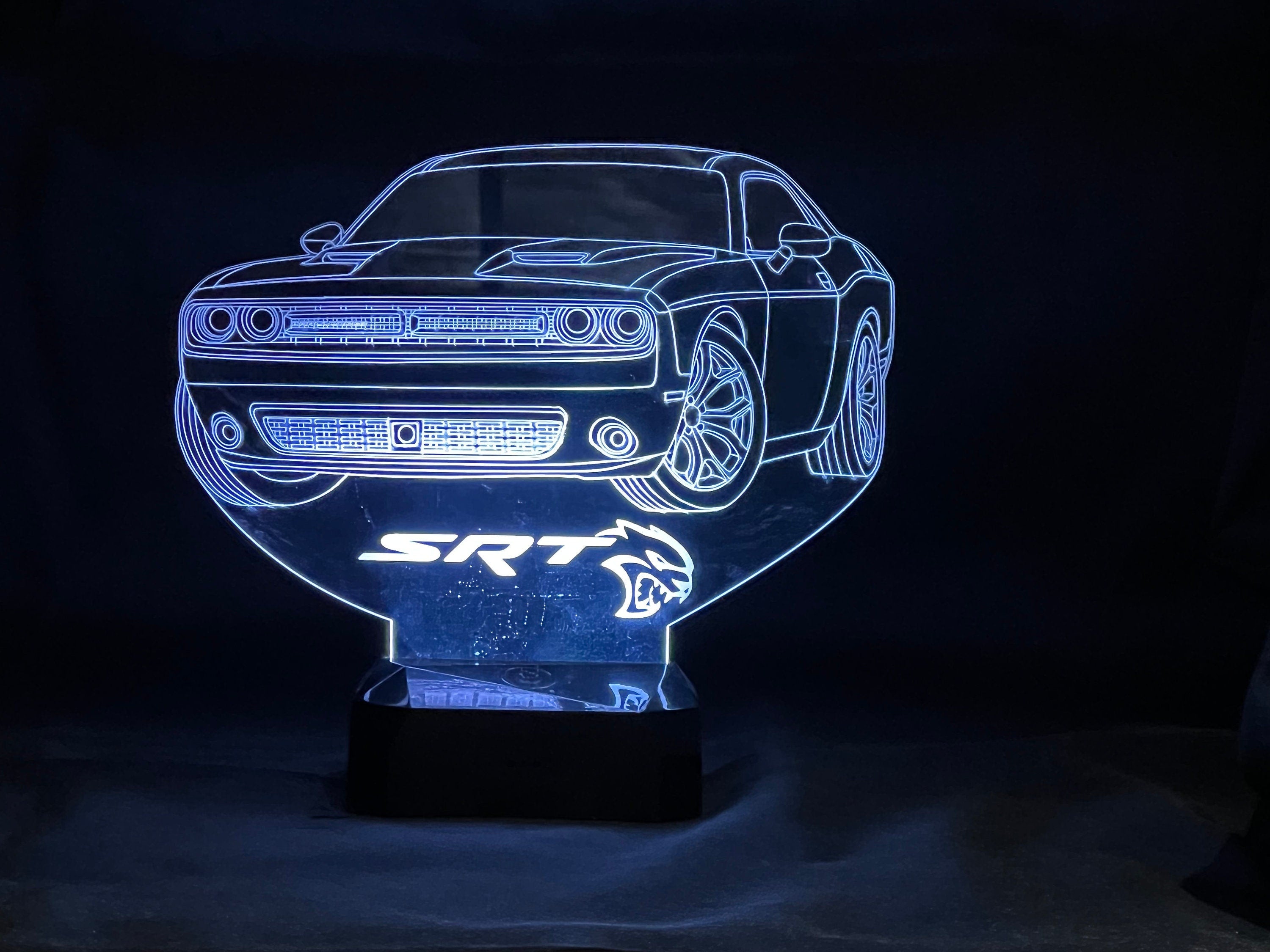 2021 Dodge Challenger SRT 3D LED Color Changing Desk Lamp, Night Light, Man Cave Light | Customizable | Rechargeable Corded or Cordless