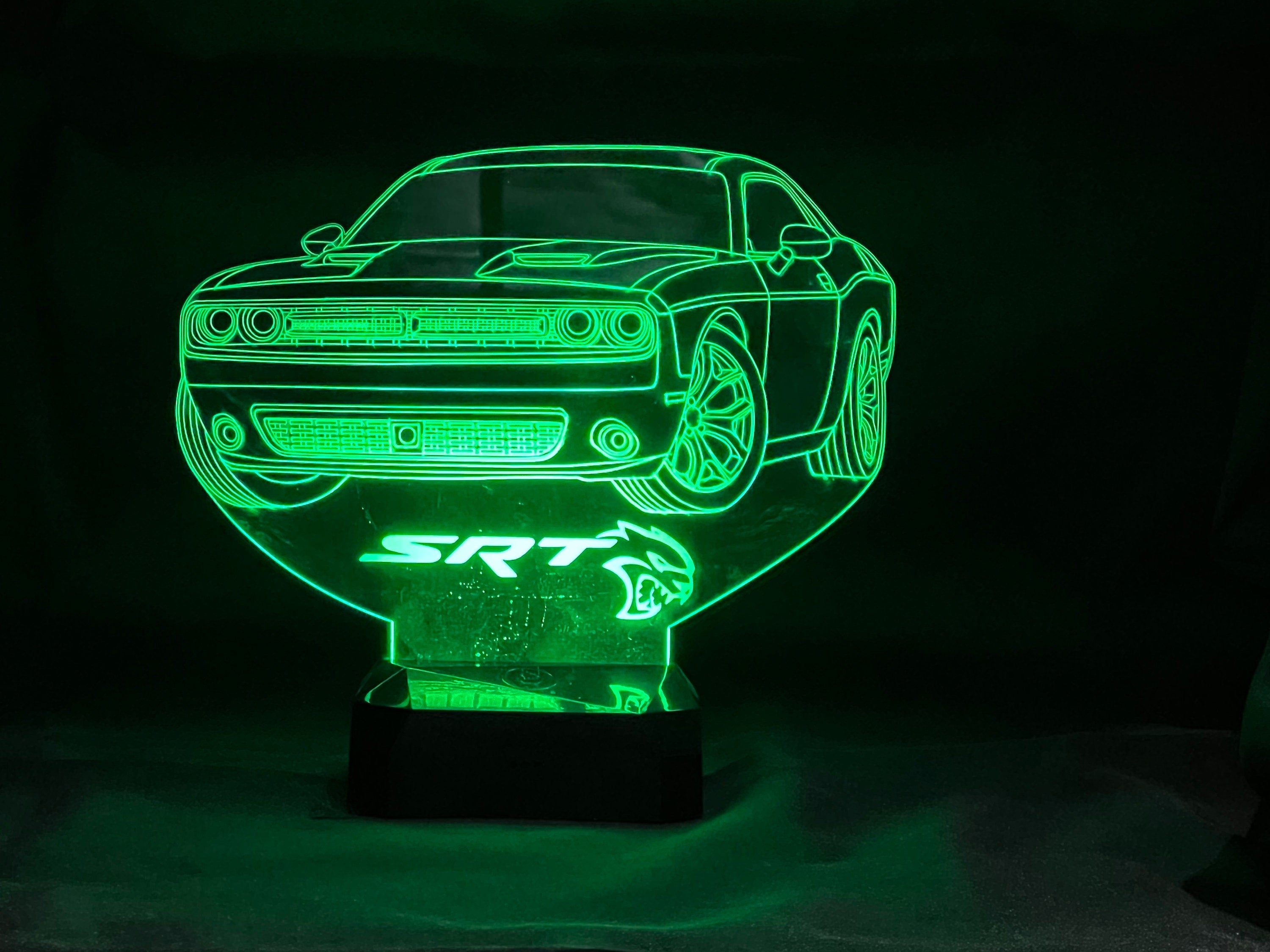 2021 Dodge Challenger SRT 3D LED Color Changing Desk Lamp, Night Light, Man Cave Light | Customizable | Rechargeable Corded or Cordless