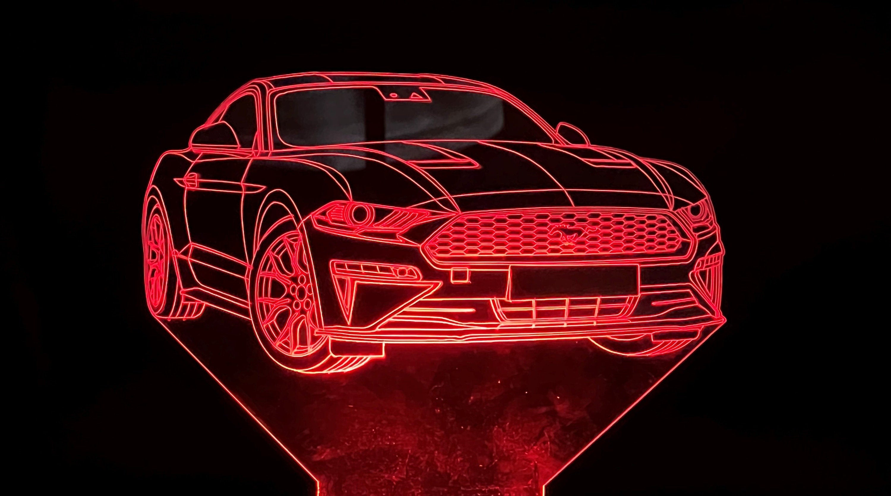2021 Mustang 3D LED Color Changing Desk Lamp, Night Light, Man Cave Light | Customizable | Rechargeable Corded or Cordless