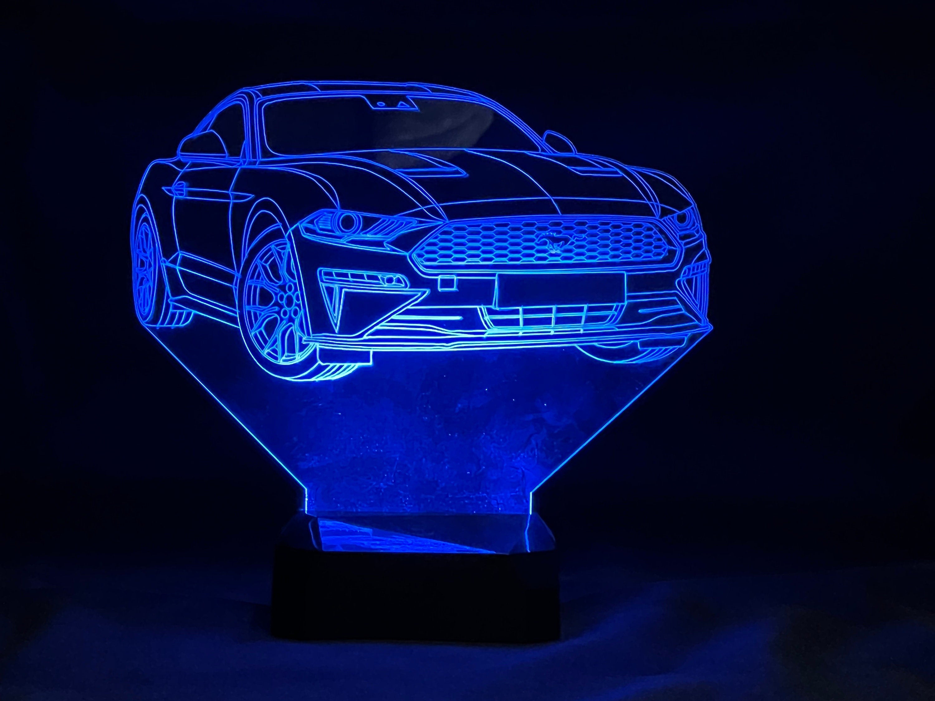 2021 Mustang 3D LED Color Changing Desk Lamp, Night Light, Man Cave Light | Customizable | Rechargeable Corded or Cordless
