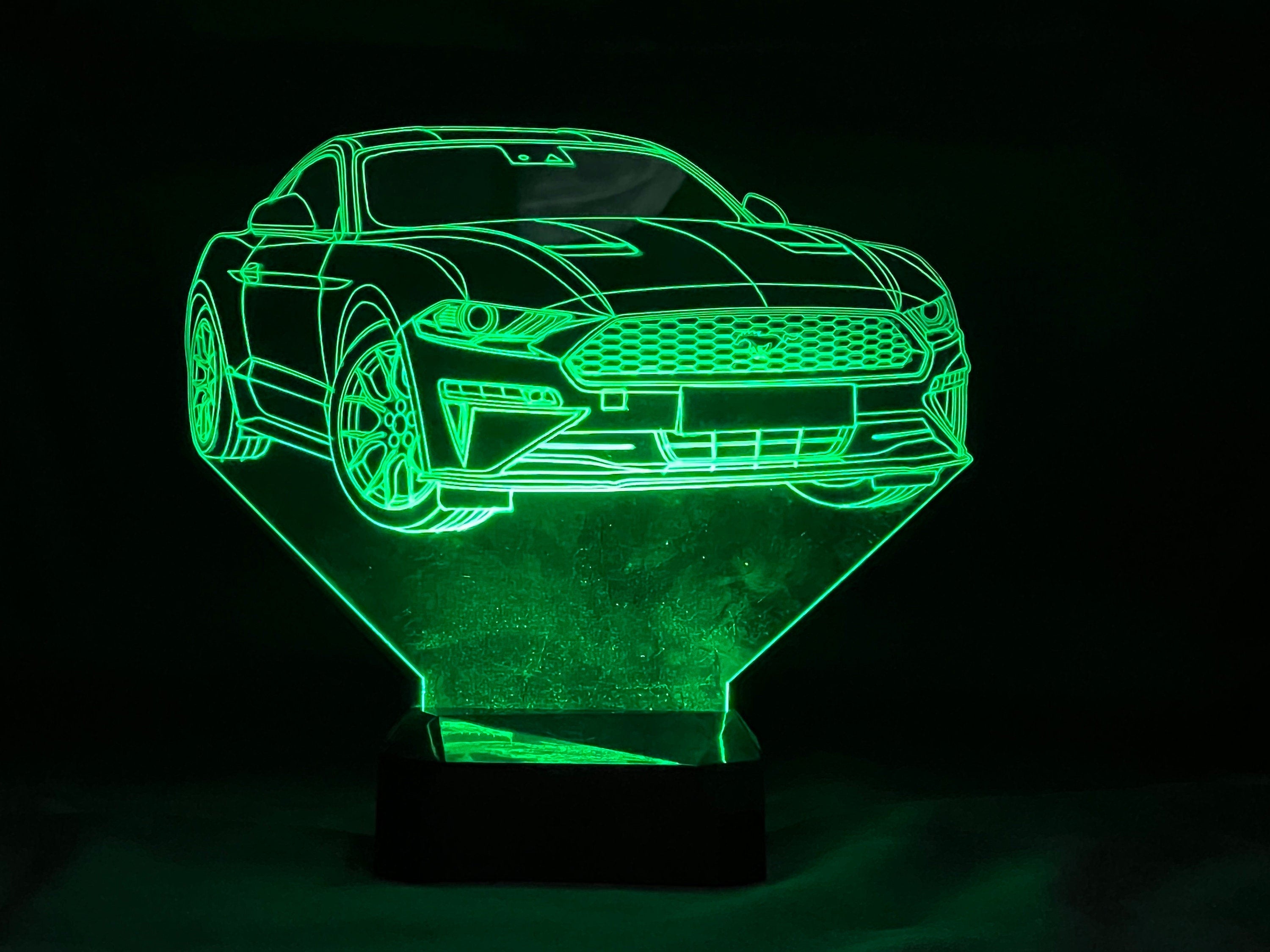 2021 Mustang 3D LED Color Changing Desk Lamp, Night Light, Man Cave Light | Customizable | Rechargeable Corded or Cordless