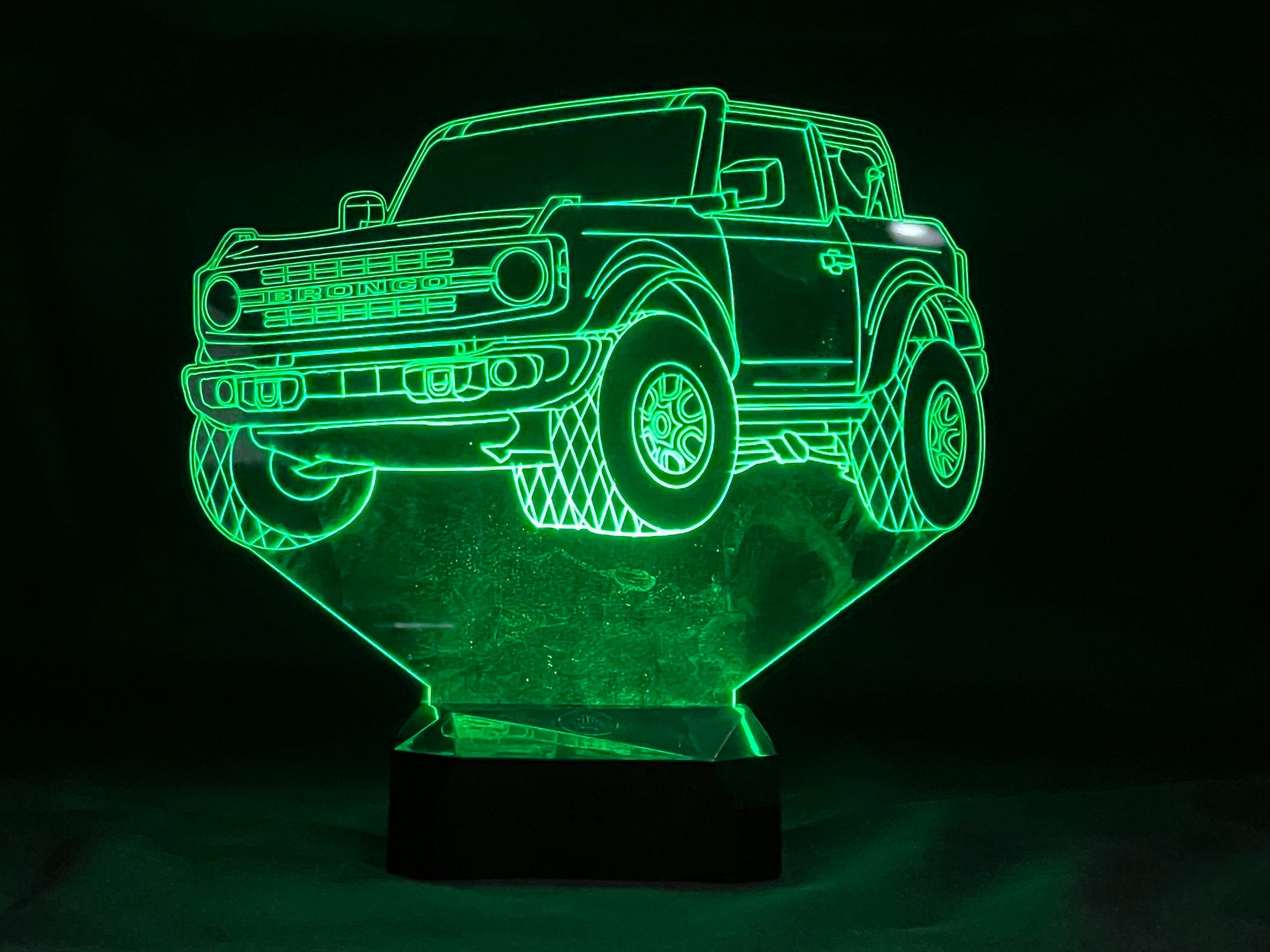2021 Ford Bronco 3D LED Color Changing Desk Lamp, Night Light, Man Cave Light | Customizable | Rechargeable Corded or Cordless