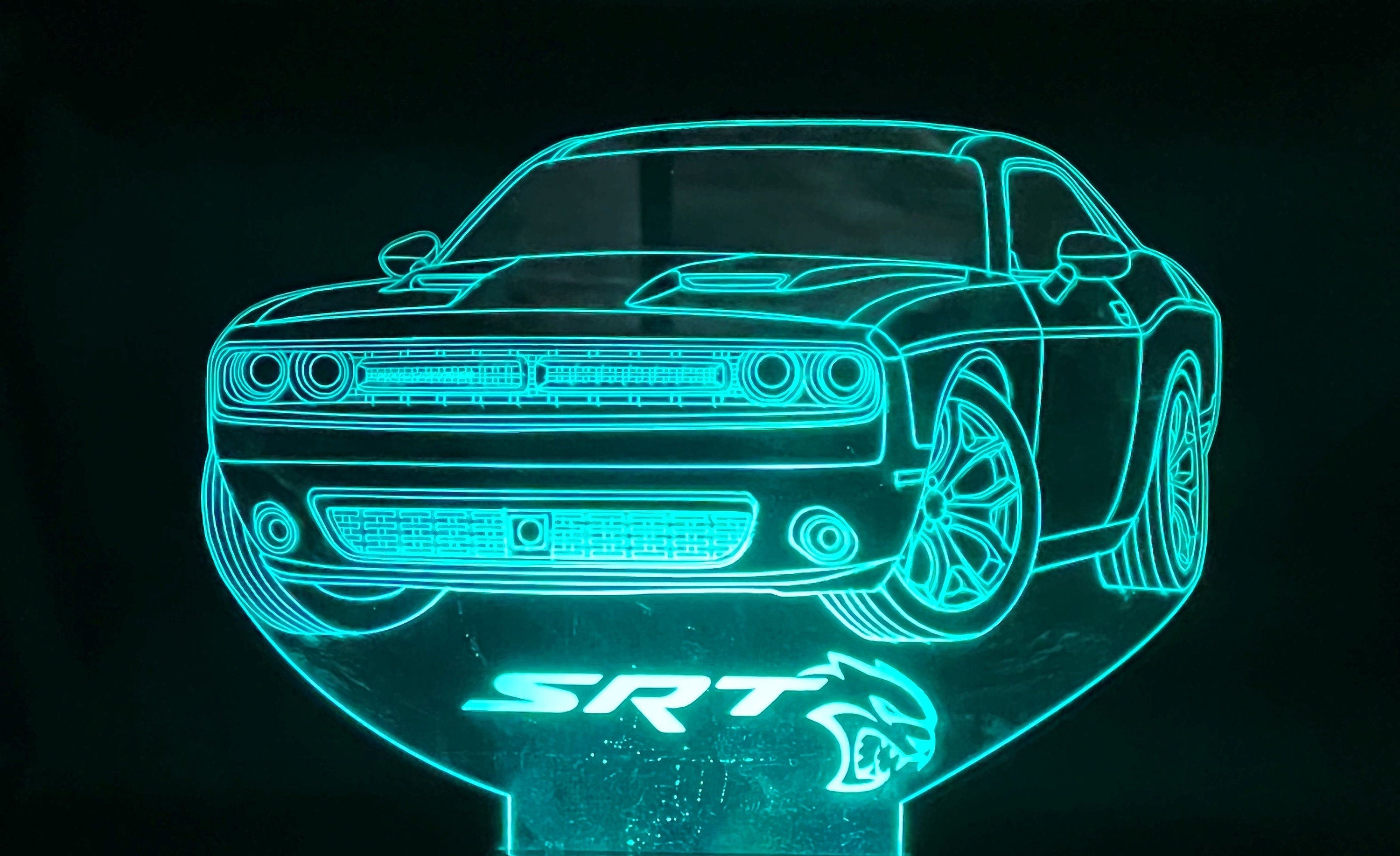 2021 Dodge Challenger SRT 3D LED Color Changing Desk Lamp, Night Light, Man Cave Light | Customizable | Rechargeable Corded or Cordless
