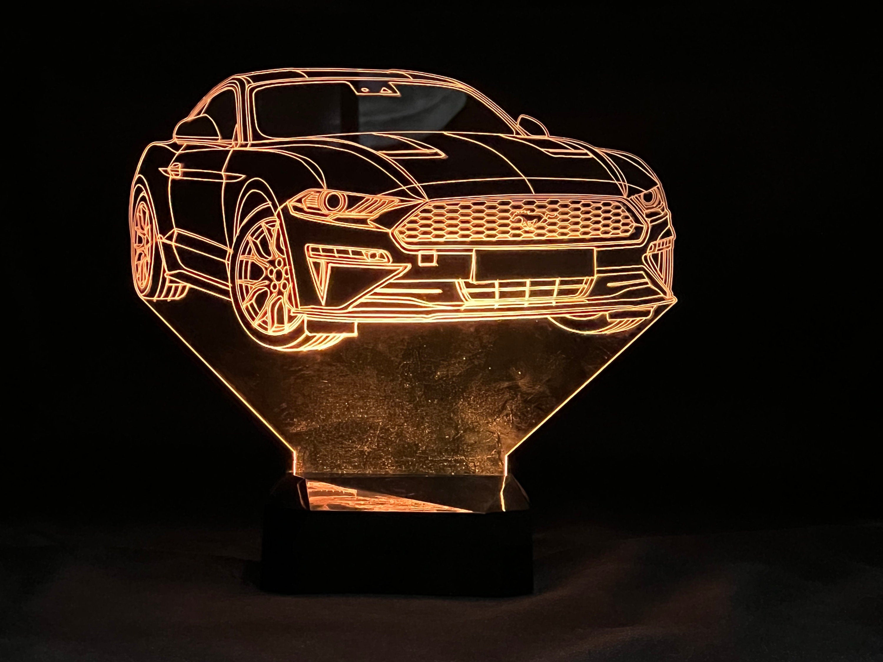 2021 Mustang 3D LED Color Changing Desk Lamp, Night Light, Man Cave Light | Customizable | Rechargeable Corded or Cordless