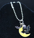 Black Cats Eye Bat Moon Necklace Crystal Witch Witchy Jewelry Witchcraft Wicca Wiccan Pagan Metaphysical