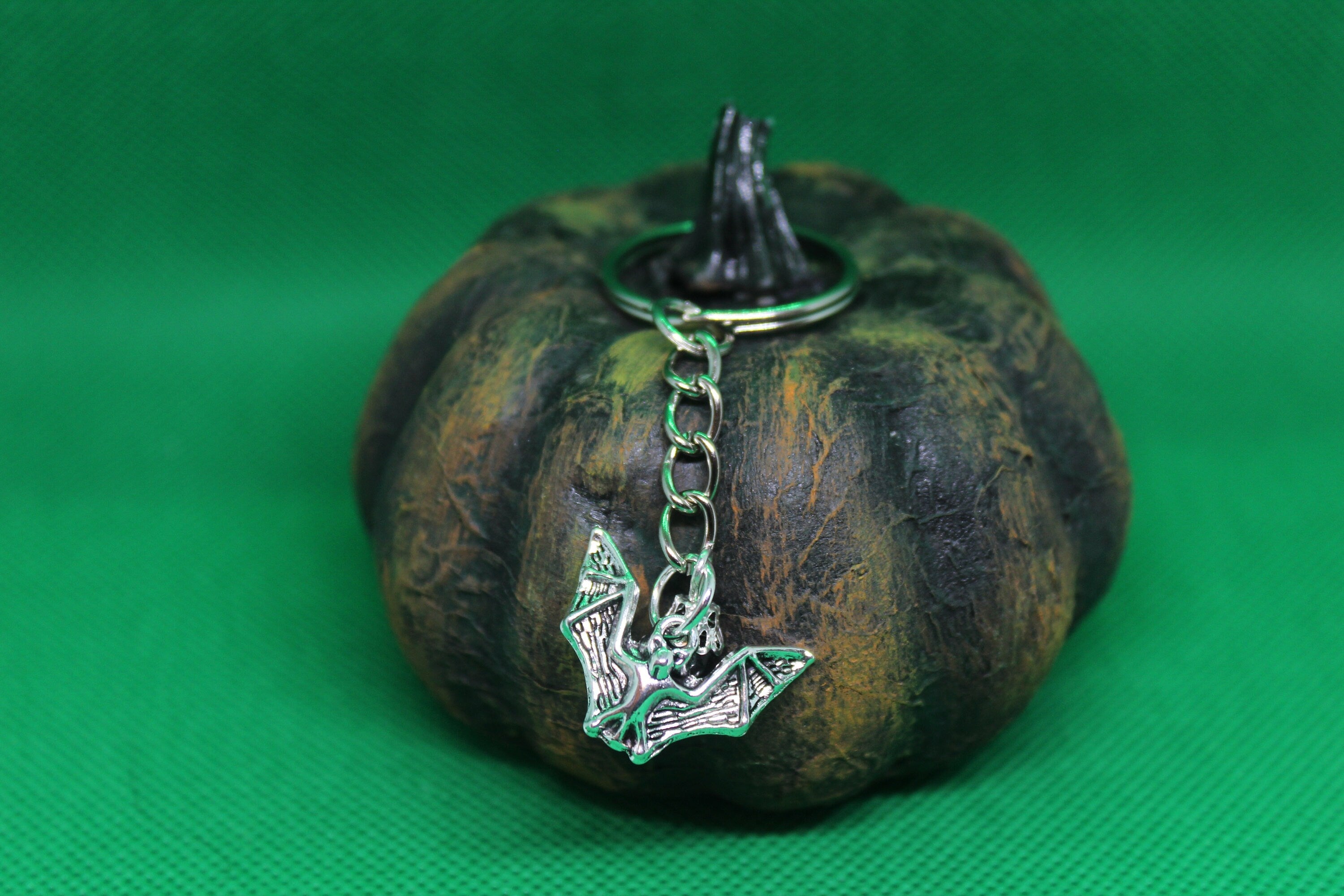 Bat Cat's Eye Keychain Charm Zipper Pull Crystal Witch Witchy Jewelry Witchcraft Metaphysical
