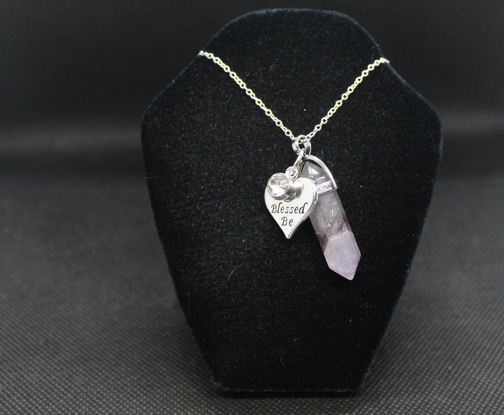 Amethyst Blessed Be Necklace Crystal Witch Witchy Jewelry Witchcraft Wicca Wiccan Pagan Metaphysical