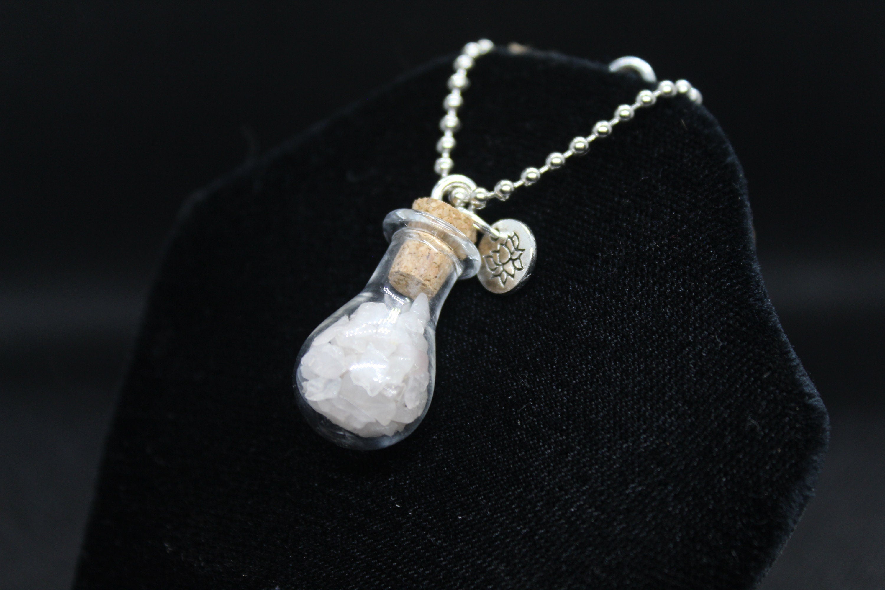 Rose Quartz Lotus Keychain Charm Zipper Pull Crystal Witch Witchy Jewelry Witchcraft Metaphysical