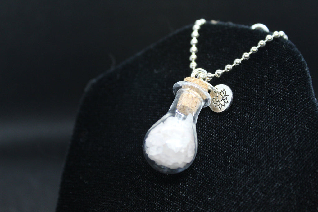Rose Quartz Lotus Keychain Charm Zipper Pull Crystal Witch Witchy Jewelry Witchcraft Metaphysical