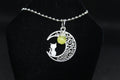 Yellow Moon Cat Necklace Crystal Witch Witchy Jewelry Witchcraft Wicca Wiccan Pagan Metaphysical