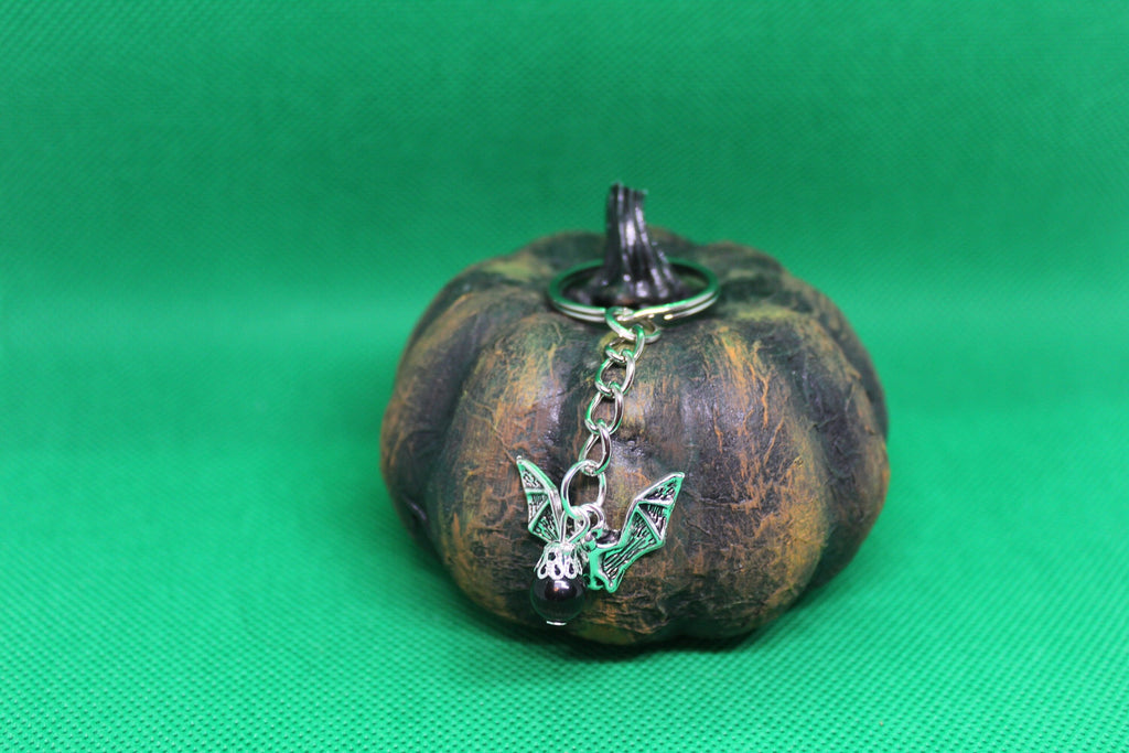 Bat Cat's Eye Keychain Charm Zipper Pull Crystal Witch Witchy Jewelry Witchcraft Metaphysical