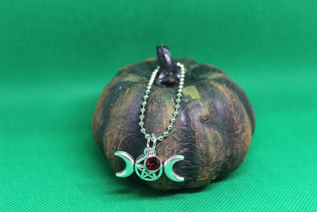 Red Triple Moon Keychain Charm Zipper Pull Crystal Witch Witchy Jewelry Witchcraft Metaphysical