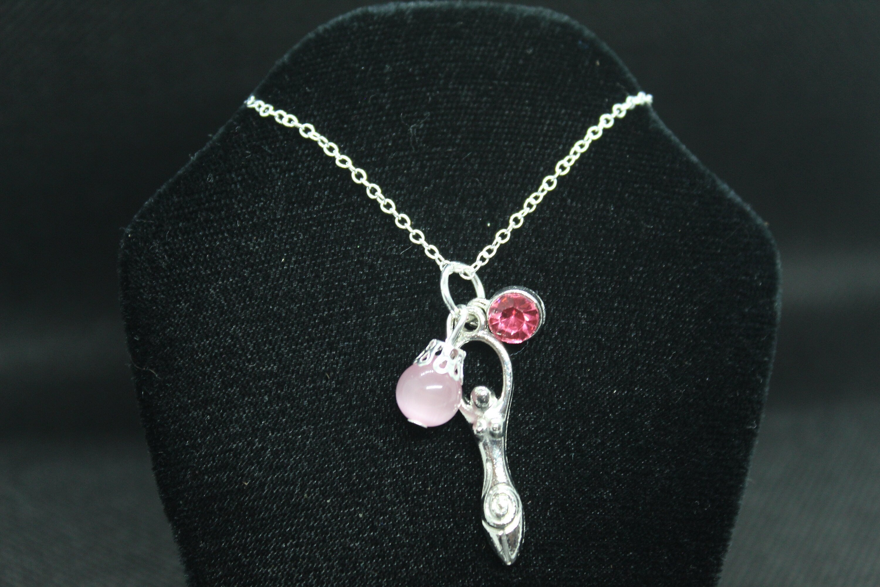 Pink Spiral Goddess Necklace Crystal Witch Witchy Jewelry Witchcraft Wicca Wiccan Pagan Metaphysical