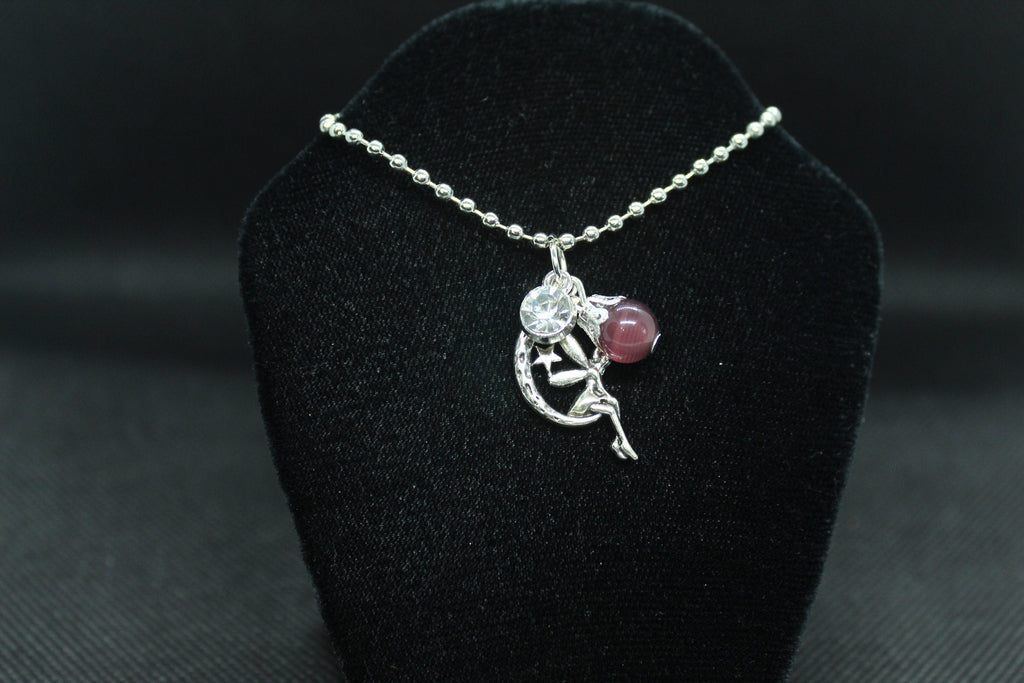 Purple Fairy Cat's Eye Necklace Crystal Witch Witchy Jewelry Witchcraft Wicca Wiccan Pagan Metaphysical