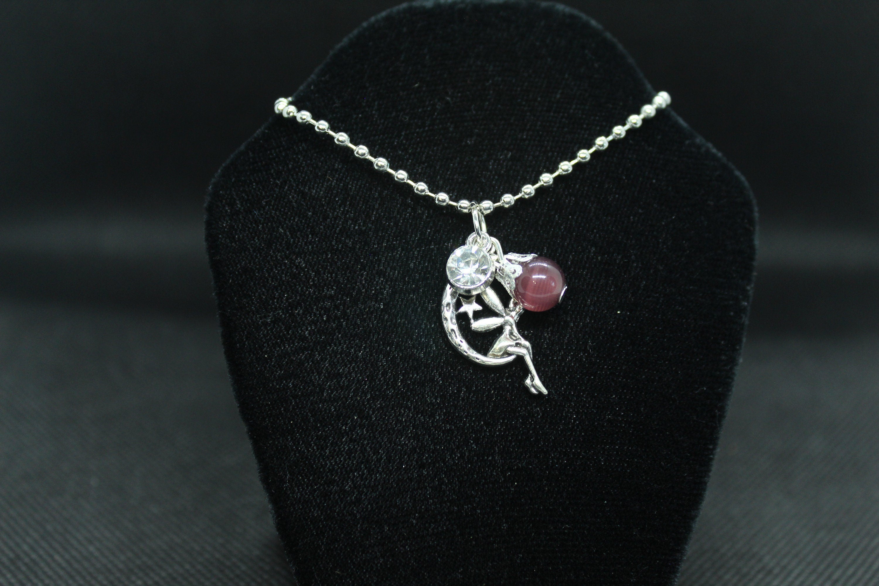 Purple Fairy Cat's Eye Necklace Crystal Witch Witchy Jewelry Witchcraft Wicca Wiccan Pagan Metaphysical
