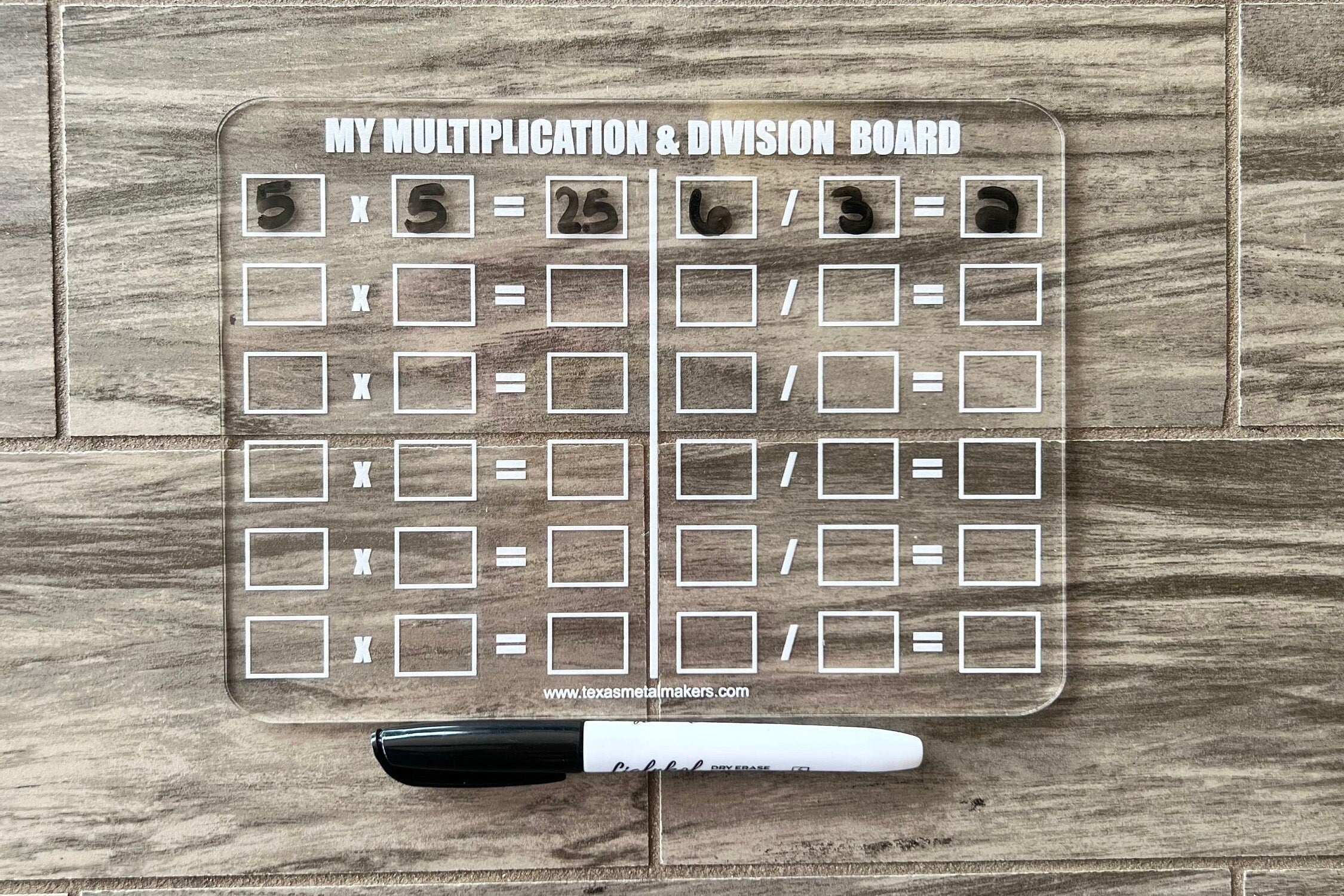 Dry Erase Multiplication Table Board Acrylic | Reusable Washable Math Board | Preschool Learning | Education Supplies | Home School