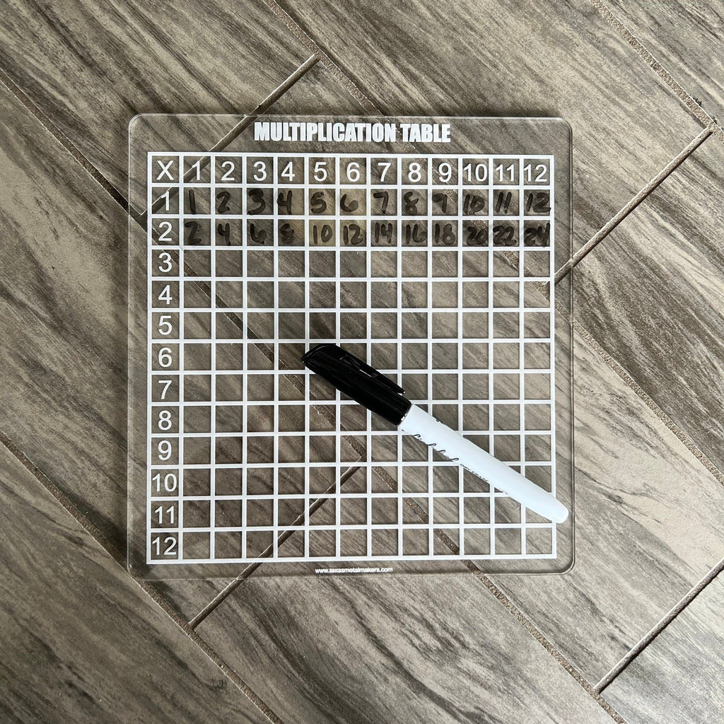 Dry Erase Multiplication Table Board Acrylic | Reusable Washable Math Board | Preschool Learning | Education Supplies | Home School