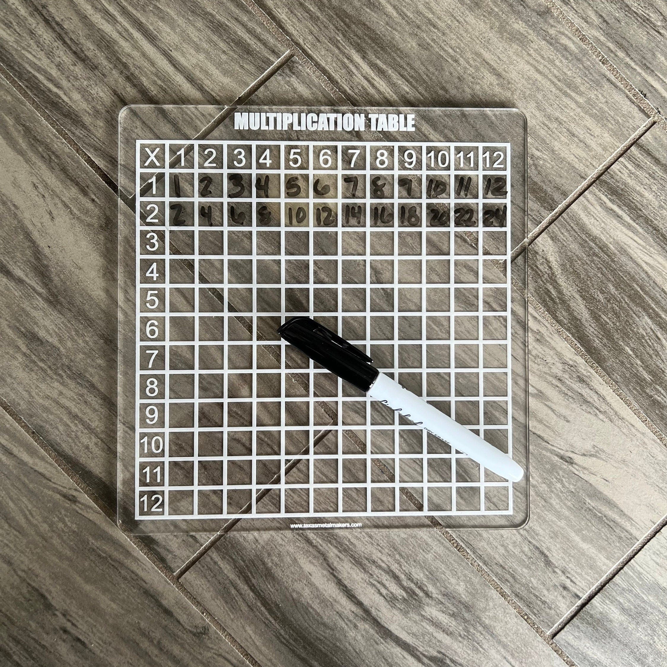 Dry Erase Multiplication Table Board Acrylic | Reusable Washable Math Board | Preschool Learning | Education Supplies | Home School