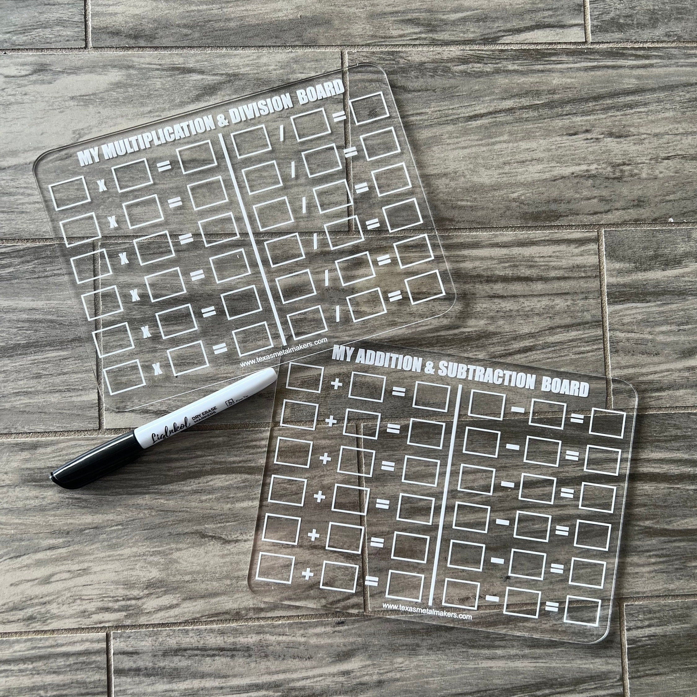 Dry Erase Multiplication Table Board Acrylic | Reusable Washable Math Board | Preschool Learning | Education Supplies | Home School