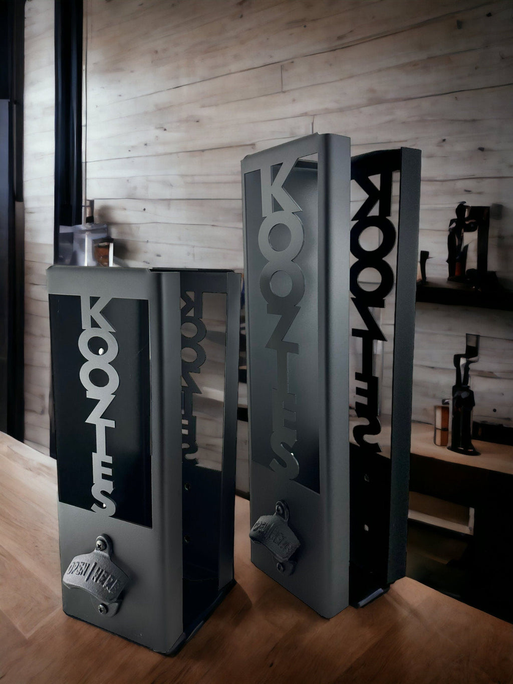 Can Kooler Holder - Metal Wall Mount with Bottle Opener